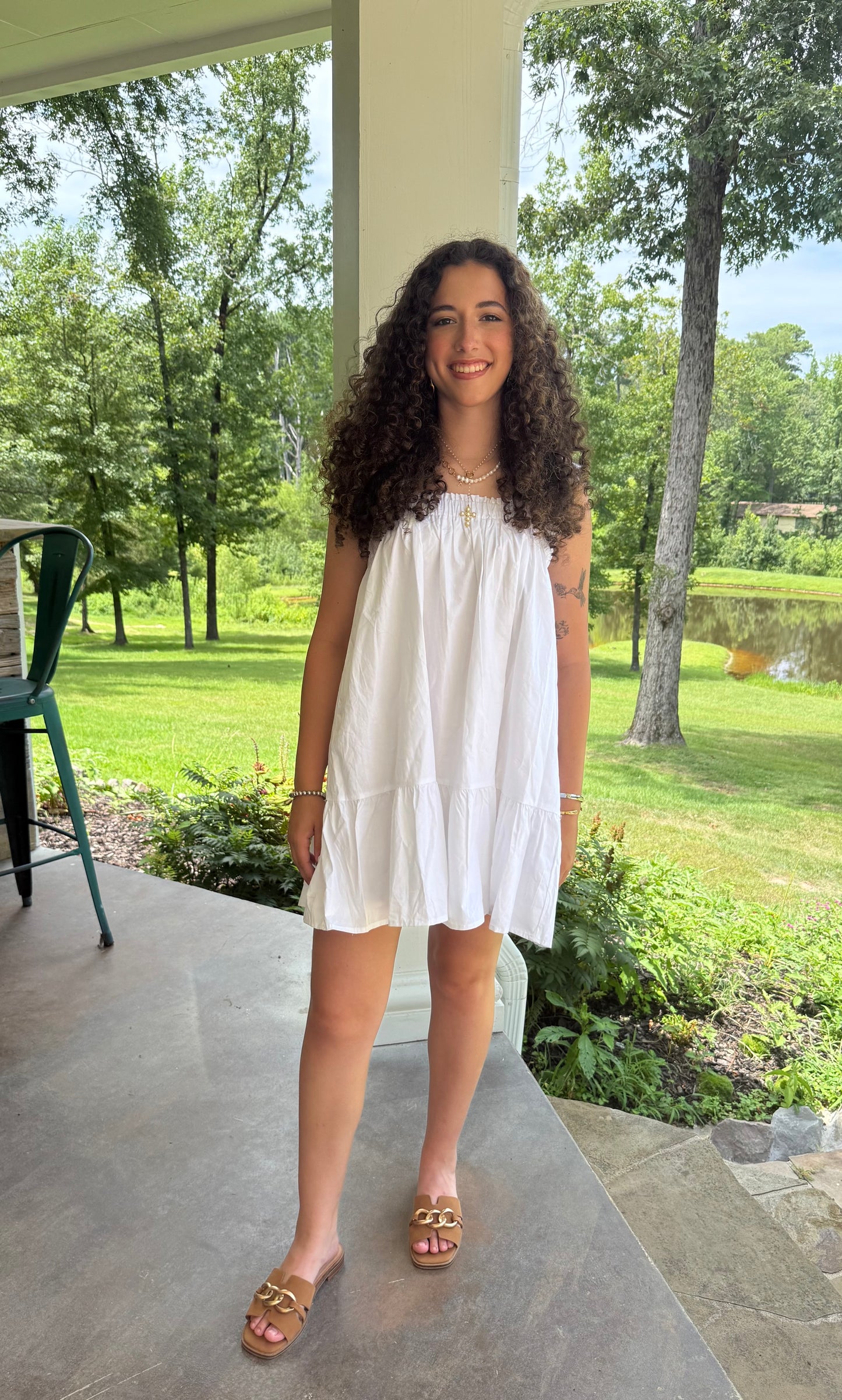 Sun-Drenched Convertible Dress – White Midi