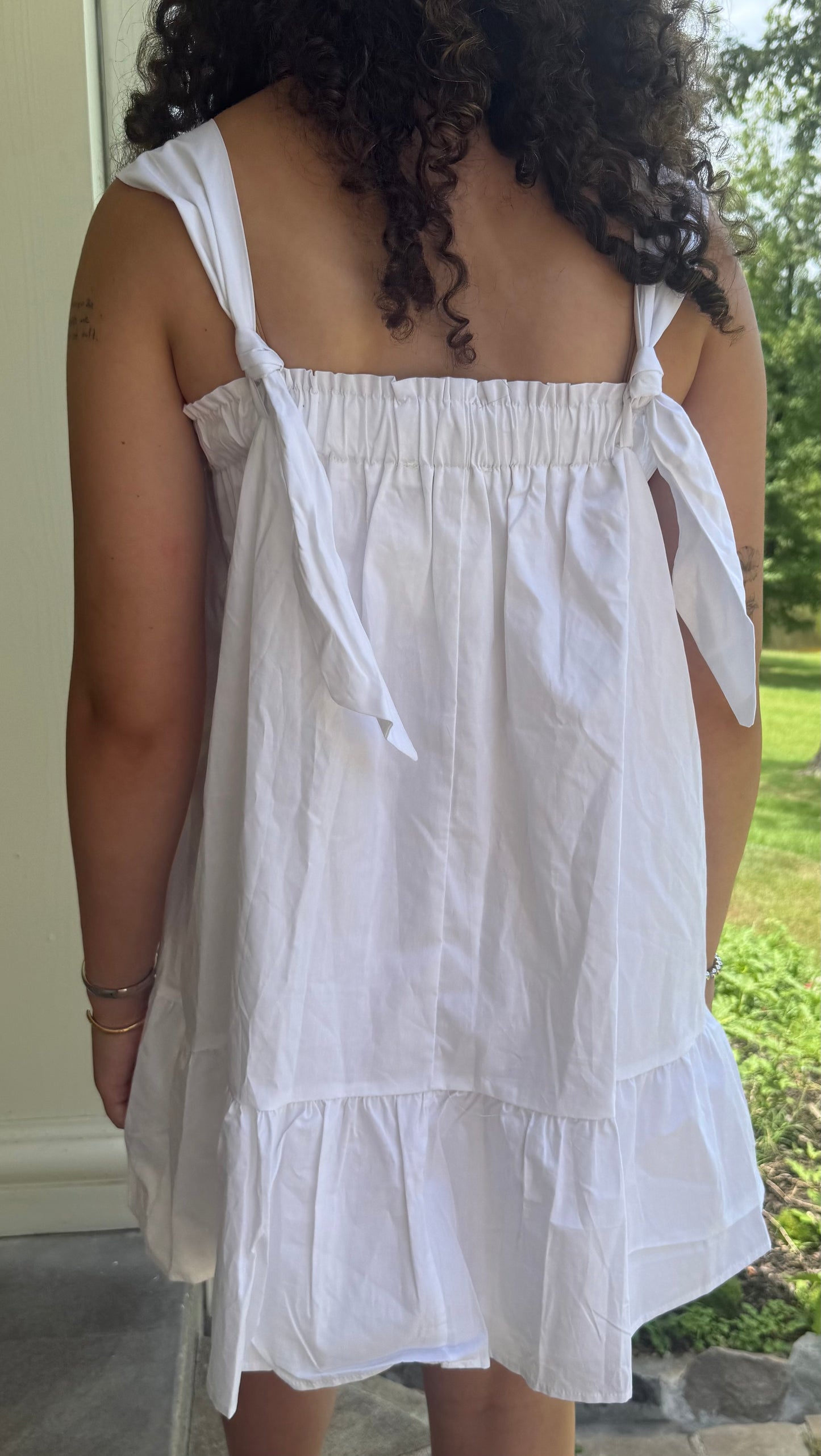 Sun-Drenched Convertible Dress – White Midi