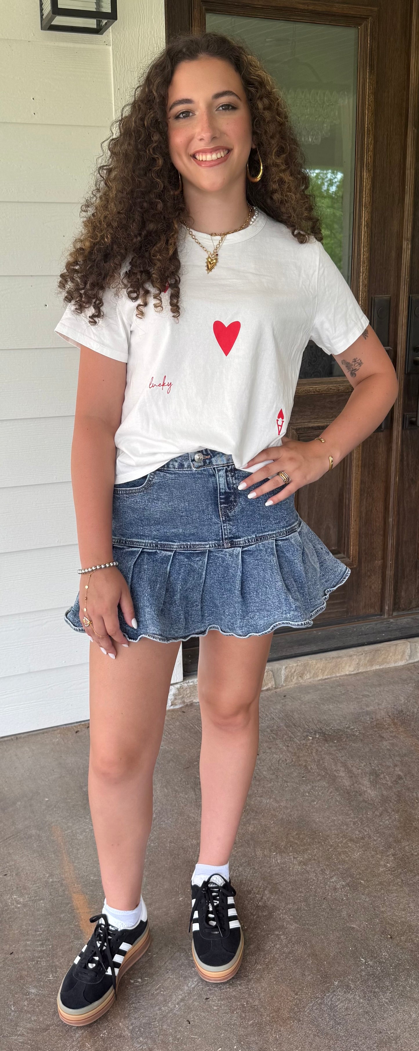 Lucky Ace T-Shirt Graphic Heart & Card Print Tee