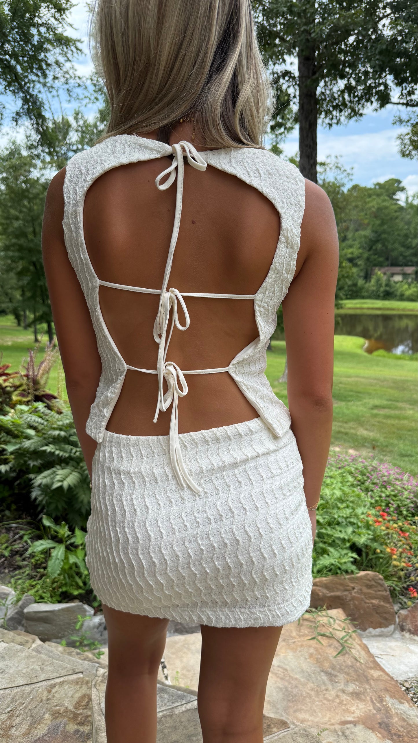 Textured Set Tie Back Tank Top