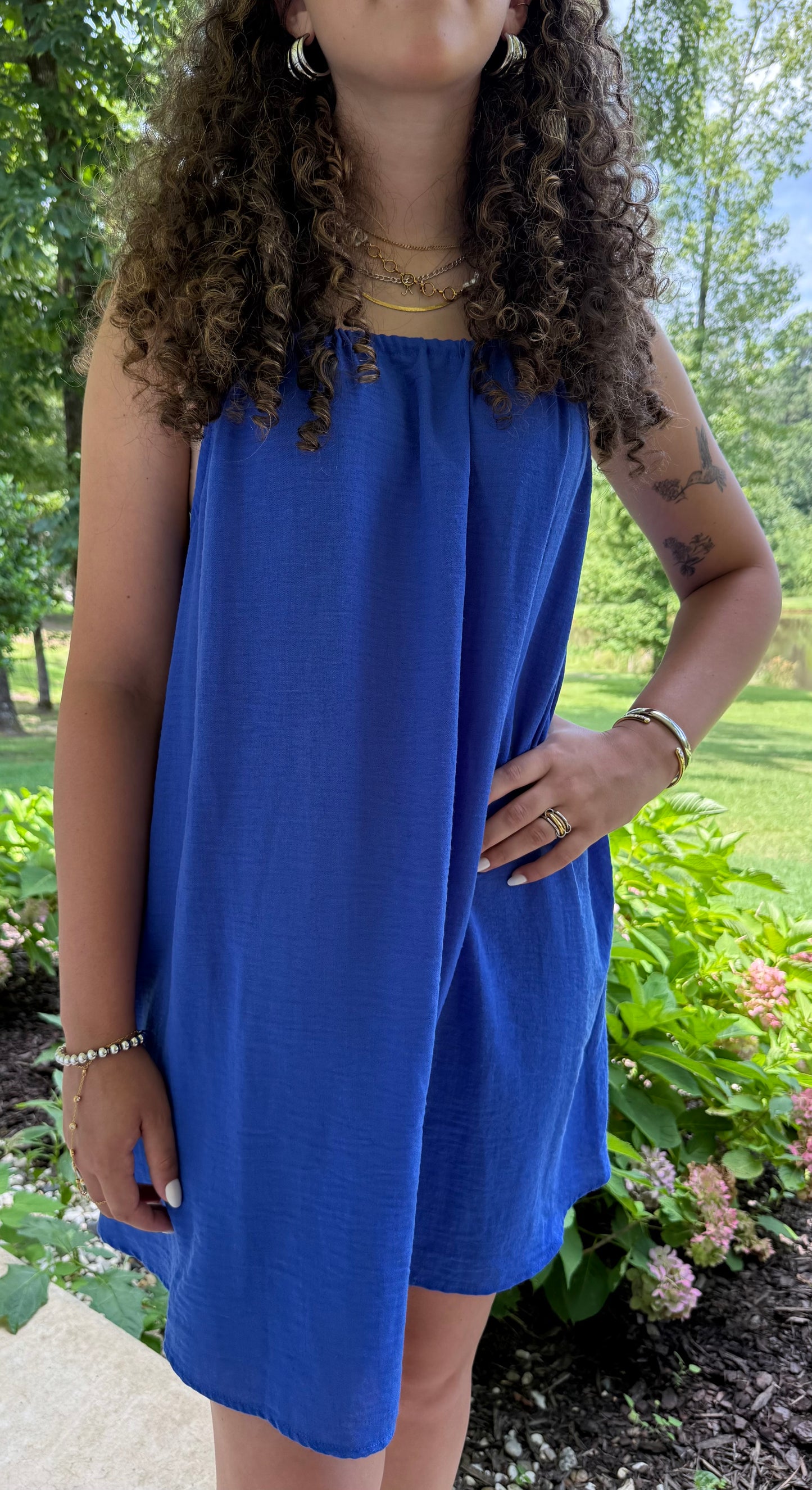 Ocean Eye Tie-Back Dress – Blue Summer Mini