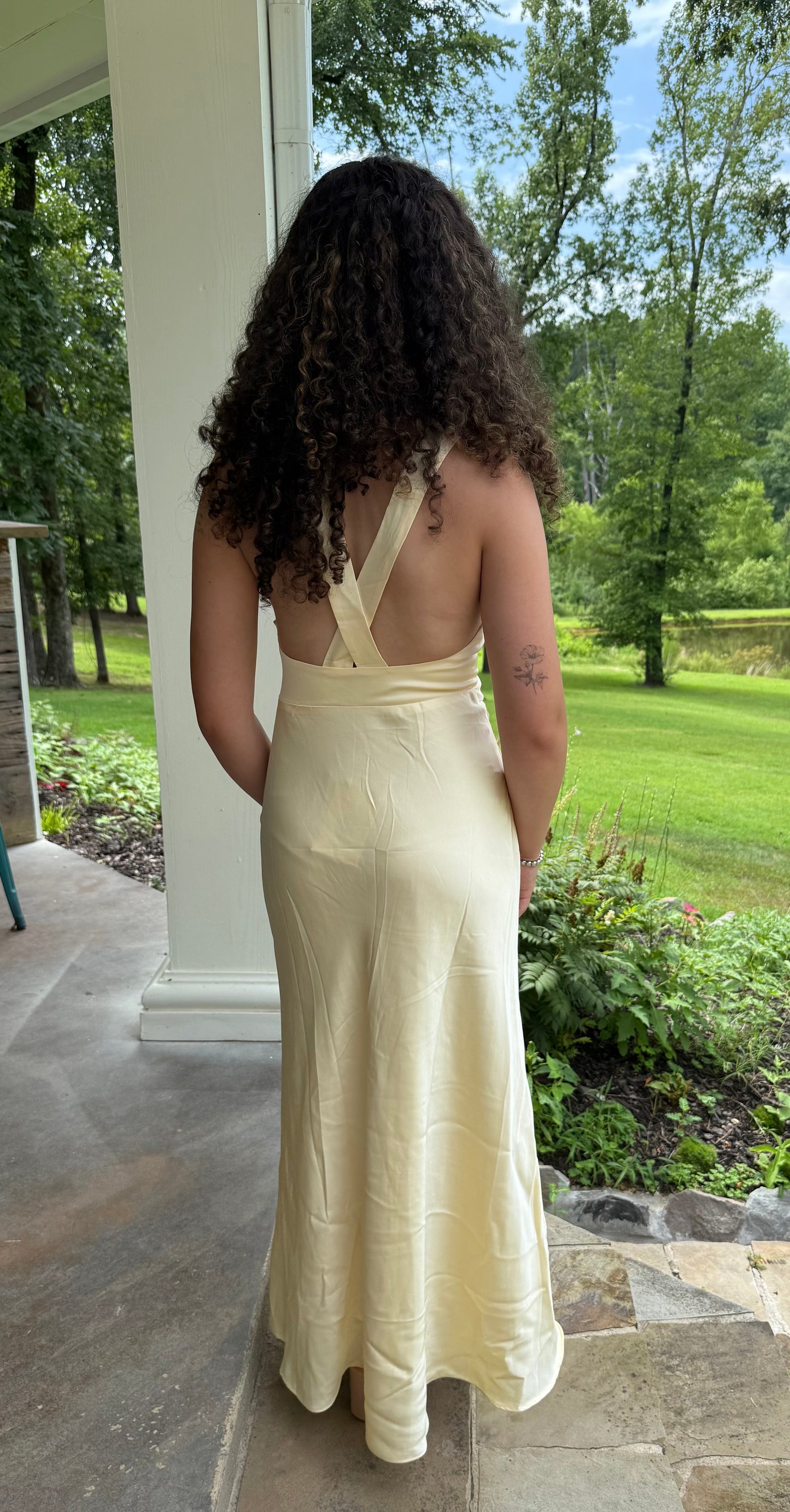 Golden Hour Gown Buttery Yellow V-Neck Maxi Dress