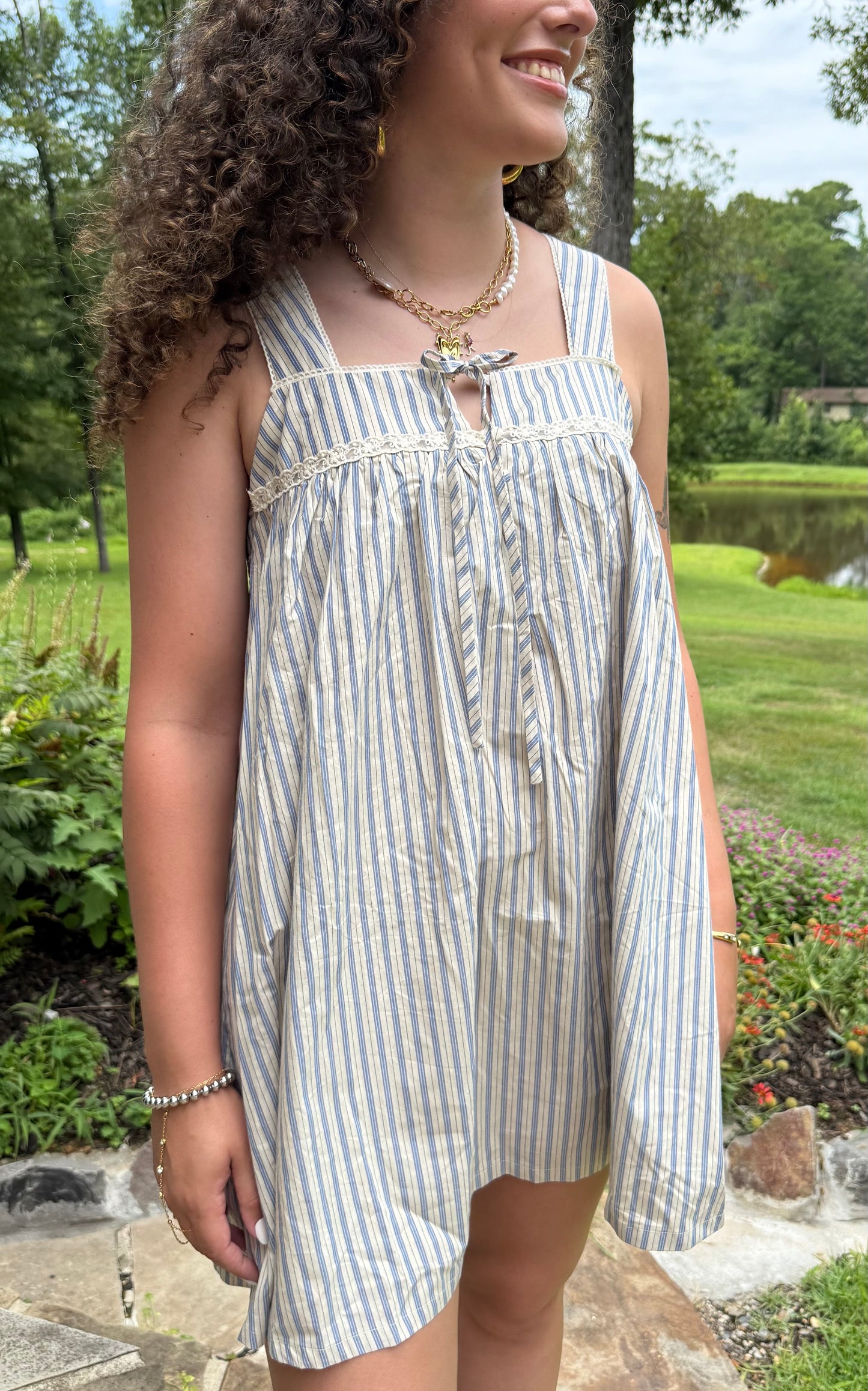 Seaside Stroll Mini Dress – Blue Summer Dress