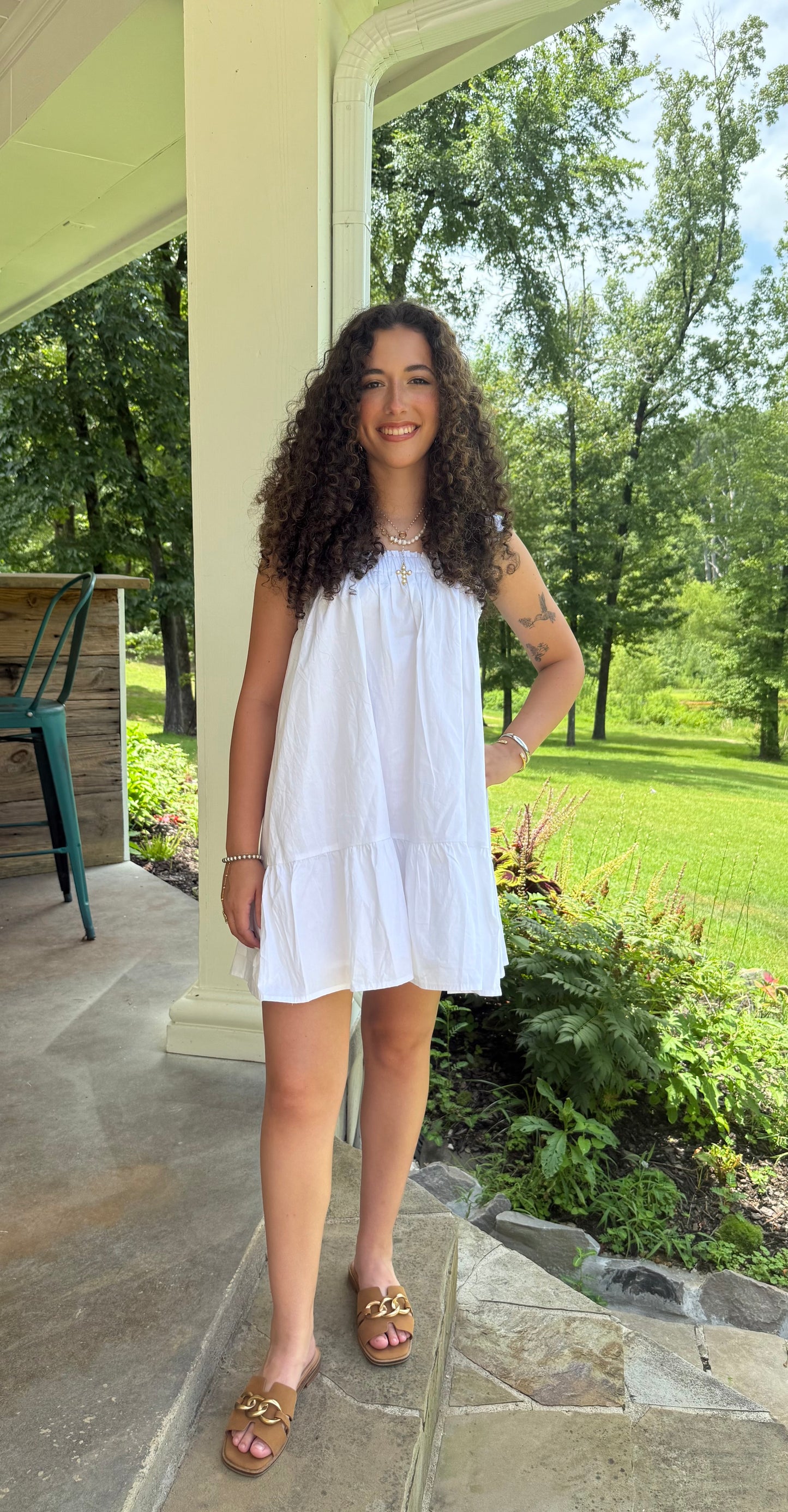 Sun-Drenched Convertible Dress – White Midi