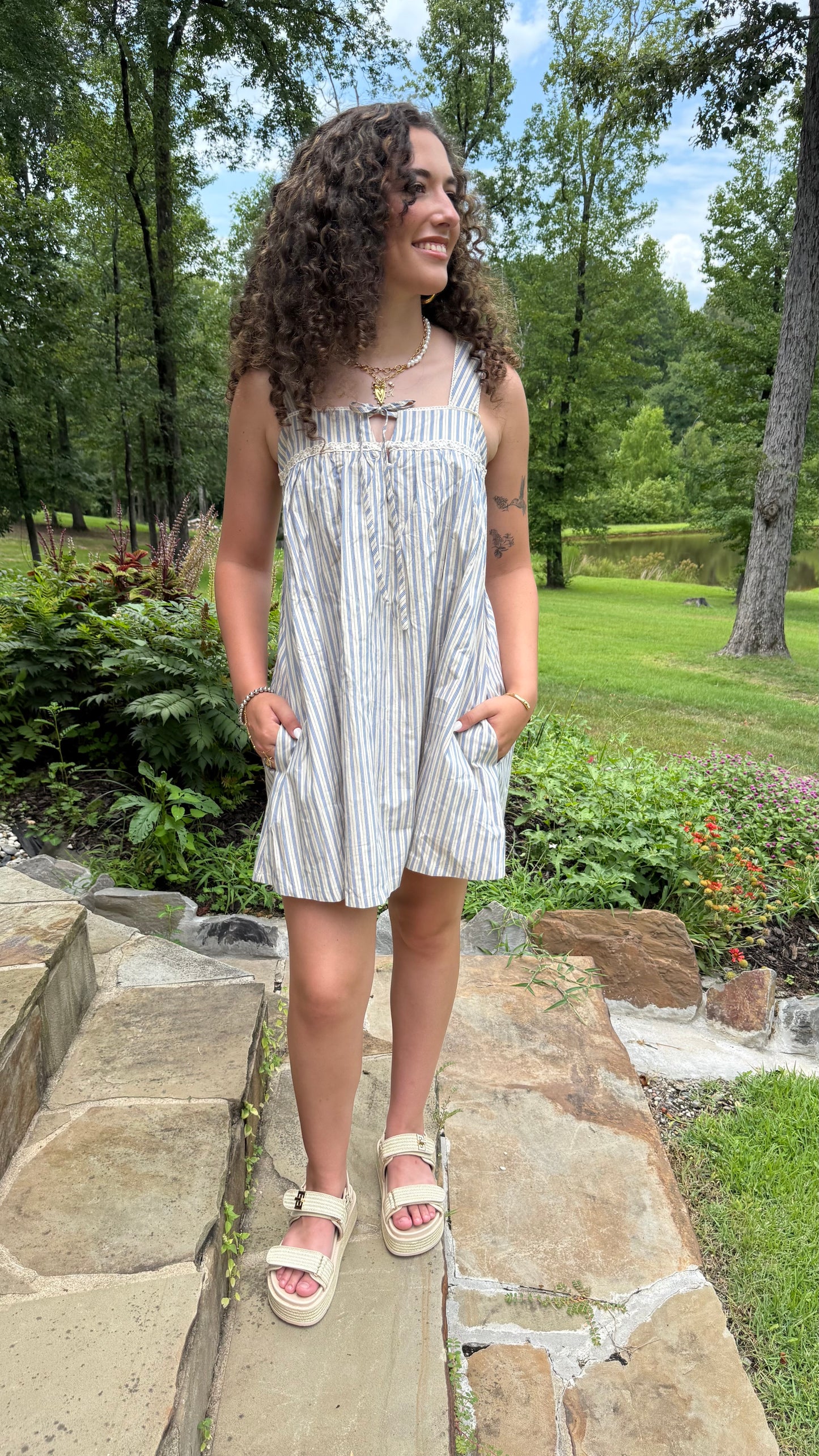Seaside Stroll Mini Dress – Blue Summer Dress