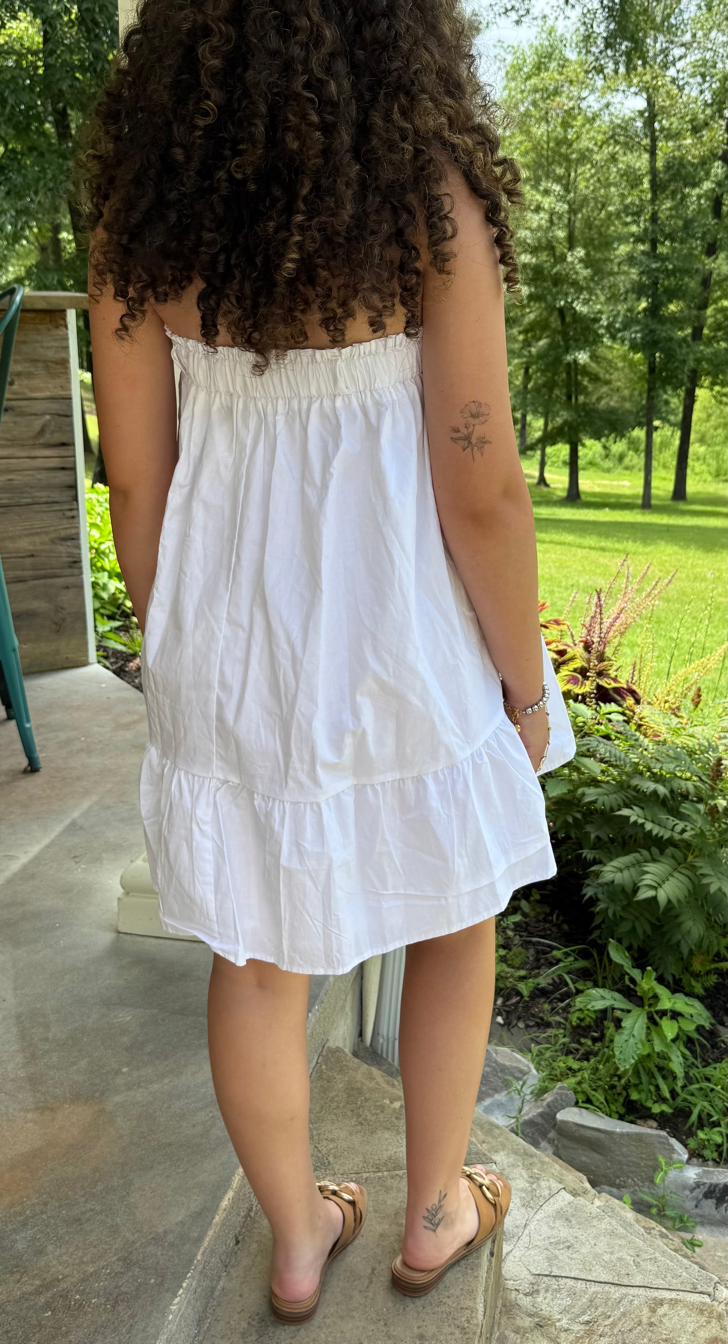 Sun-Drenched Convertible Dress – White Midi