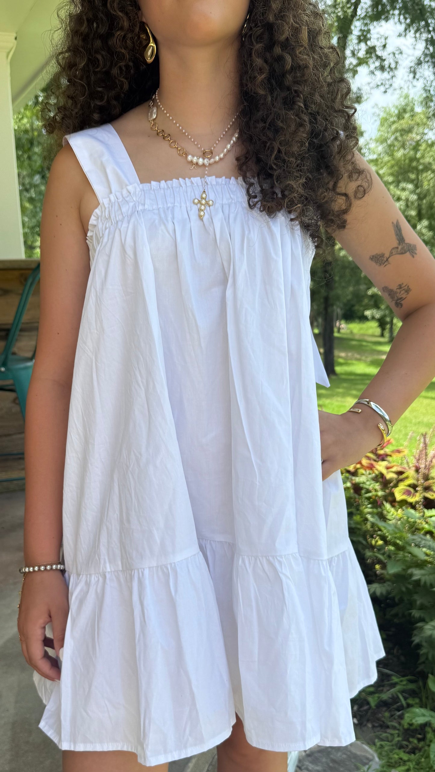 Sun-Drenched Convertible Dress – White Midi