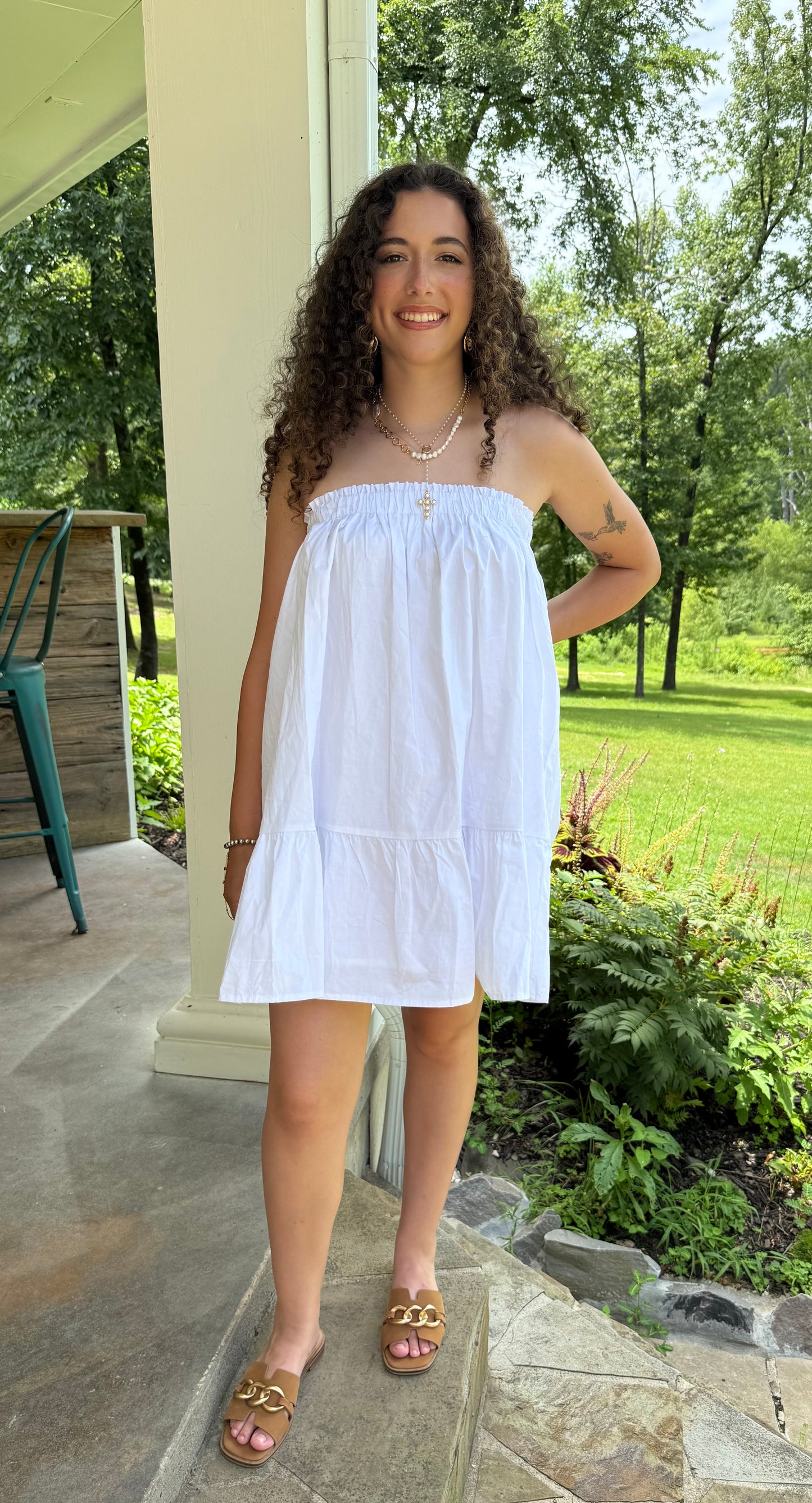 Sun-Drenched Convertible Dress – White Midi