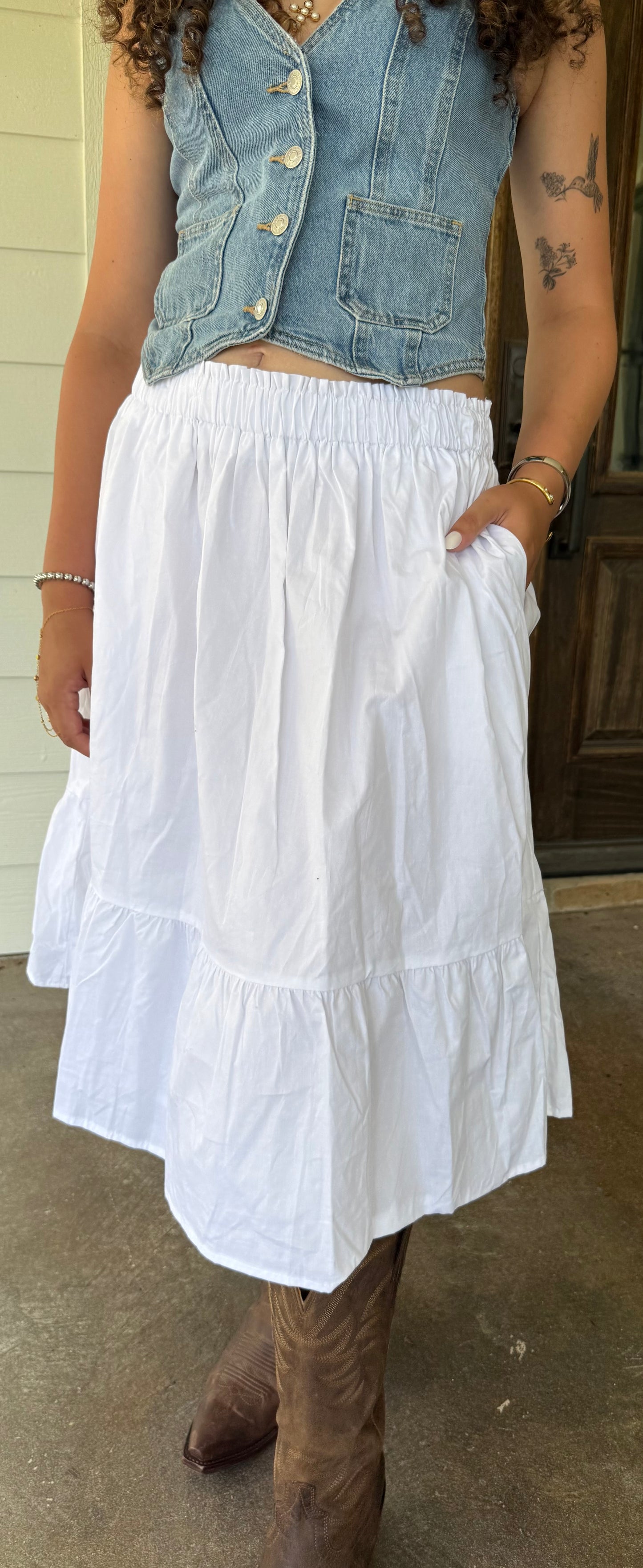 Sun-Drenched Convertible Dress – White Midi