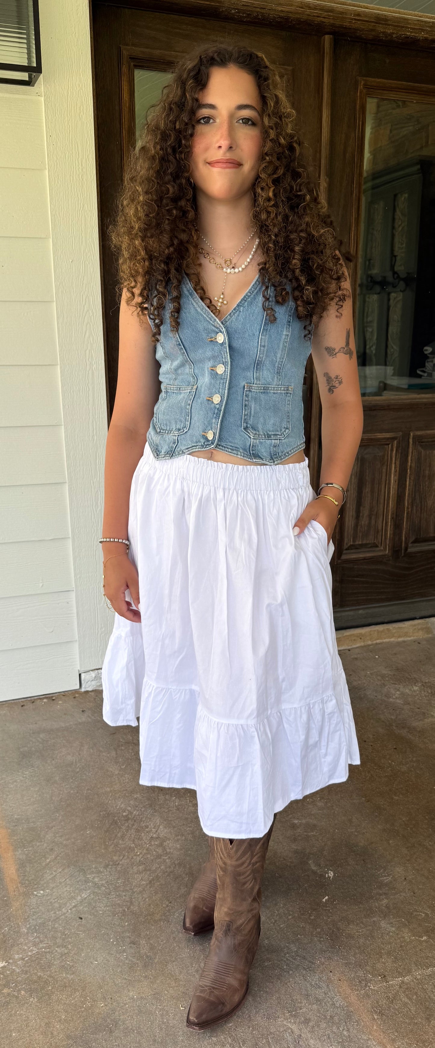 Sun-Drenched Convertible Dress – White Midi