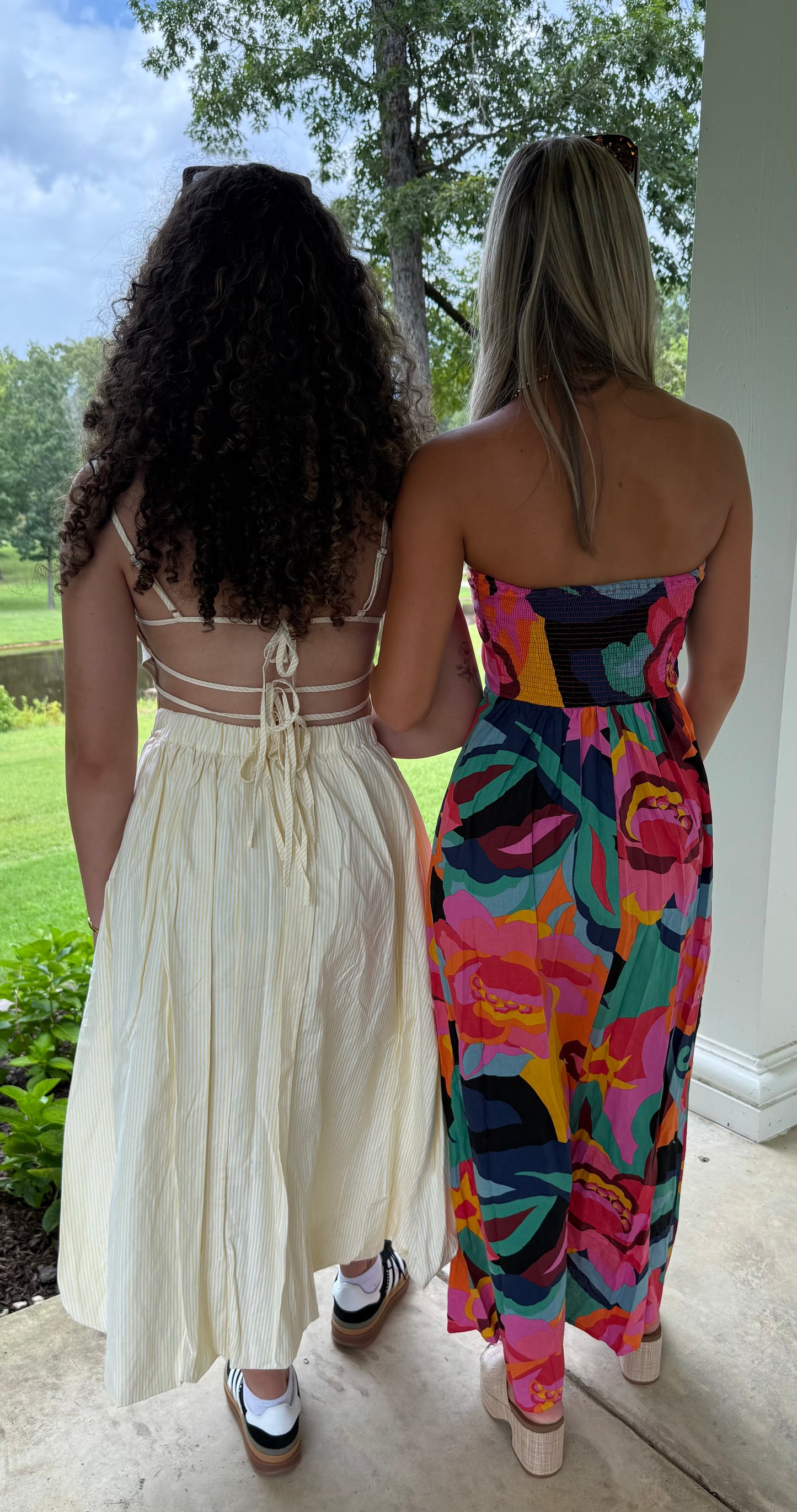Lemon Meringue Set Pinstripe Tie-Back Tank & Bubble Skirt