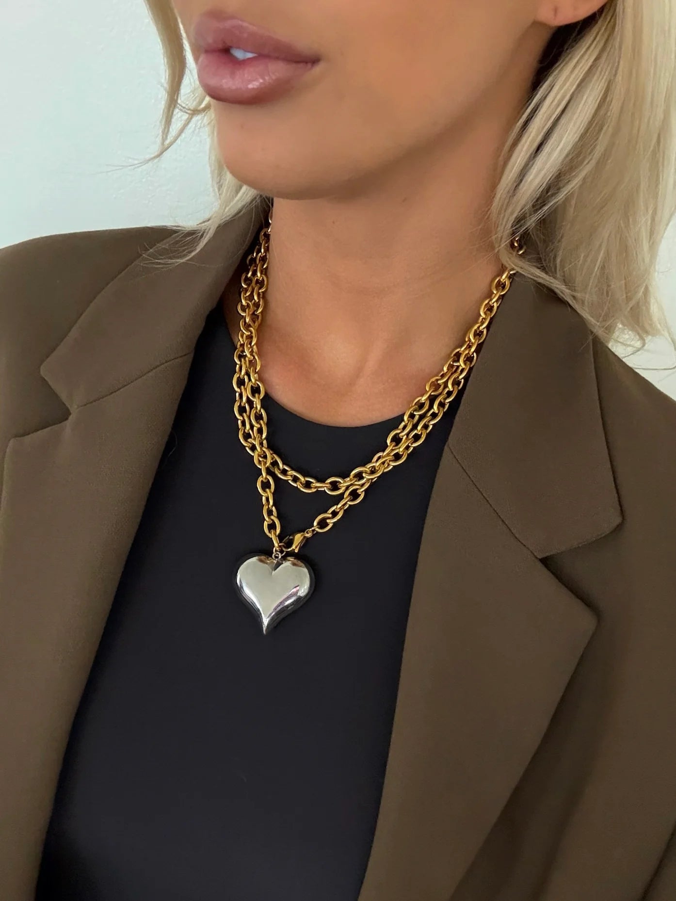 Two Toned Heart Chain