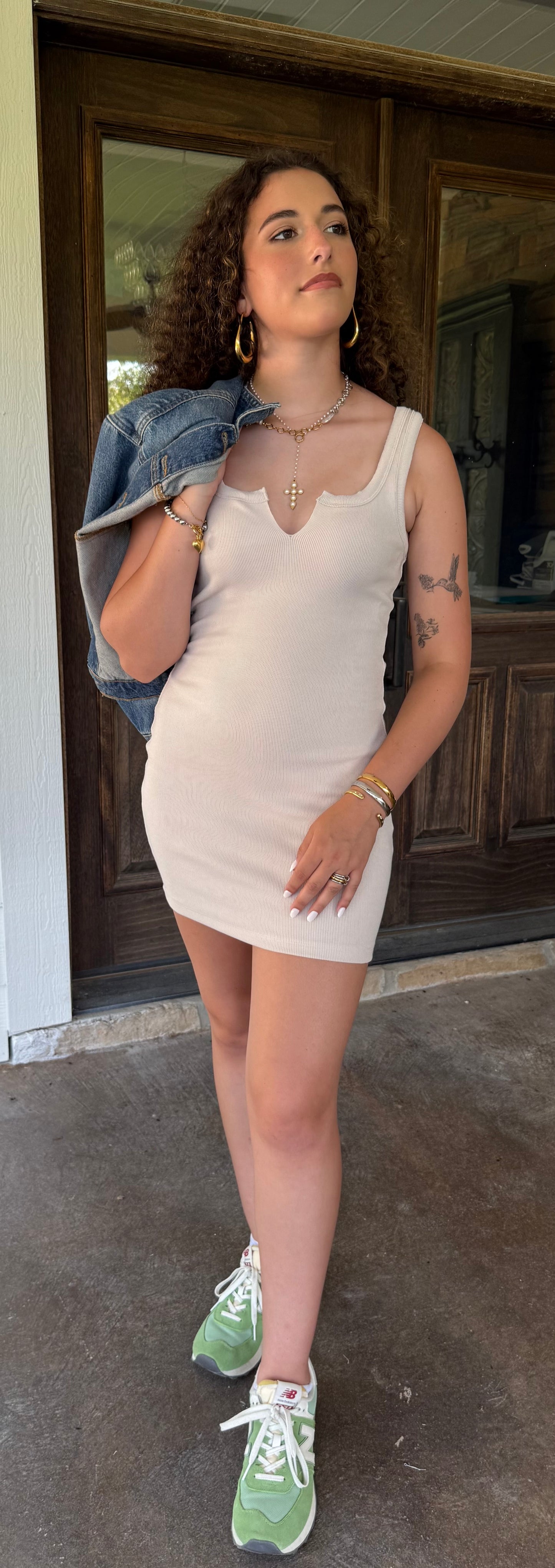 Clean Slate Ribbed Mini Dress Ivory Bodycon Tank Dress