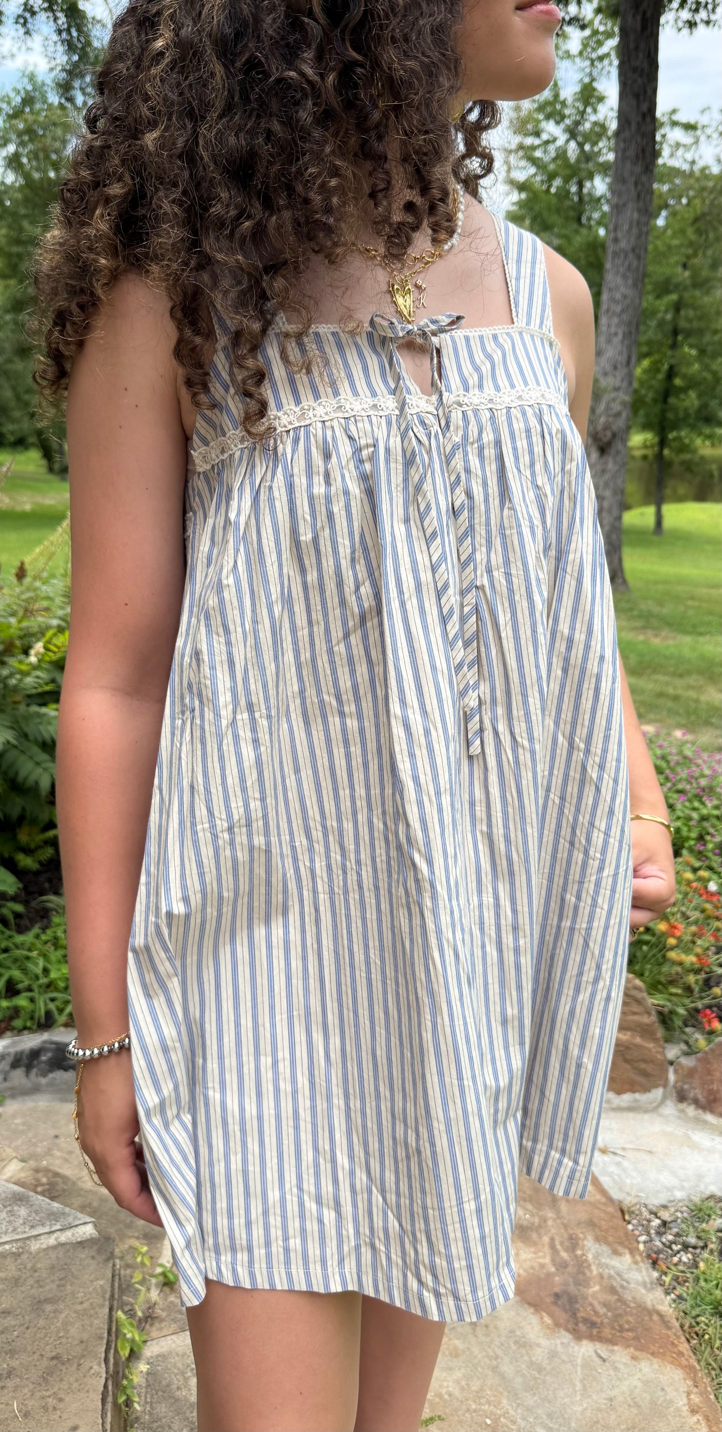 Seaside Stroll Mini Dress – Blue Summer Dress