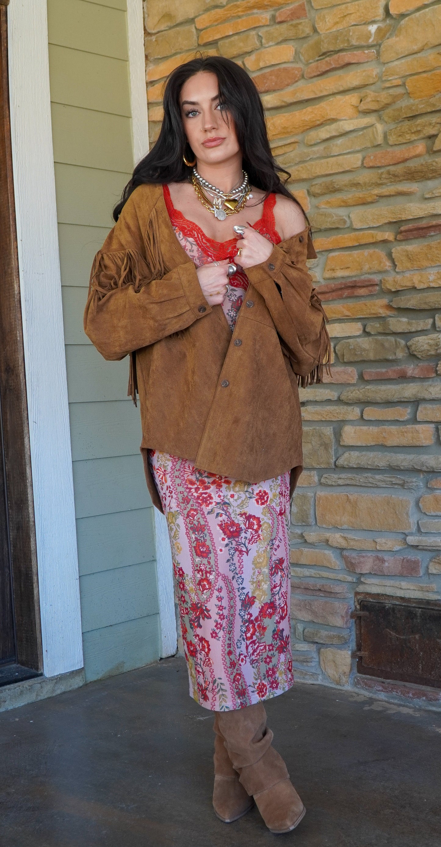 Red Floral Lace Strap Mini Dress