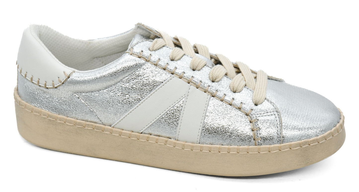 Silver Crinkle Metallic Sneakers