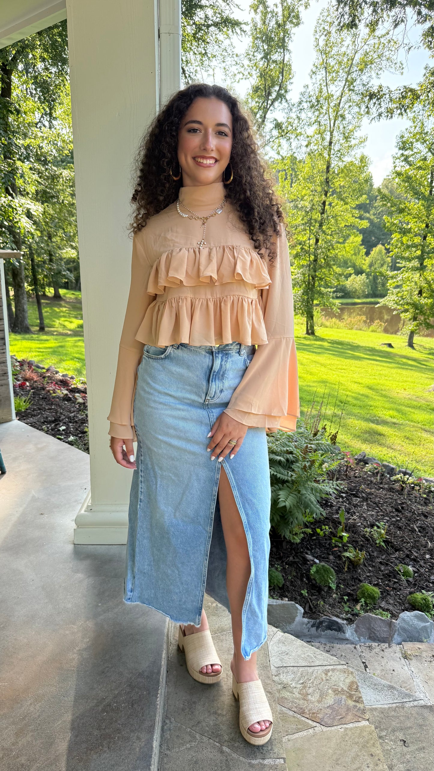 Flounce Ruffle Tiered Blouse