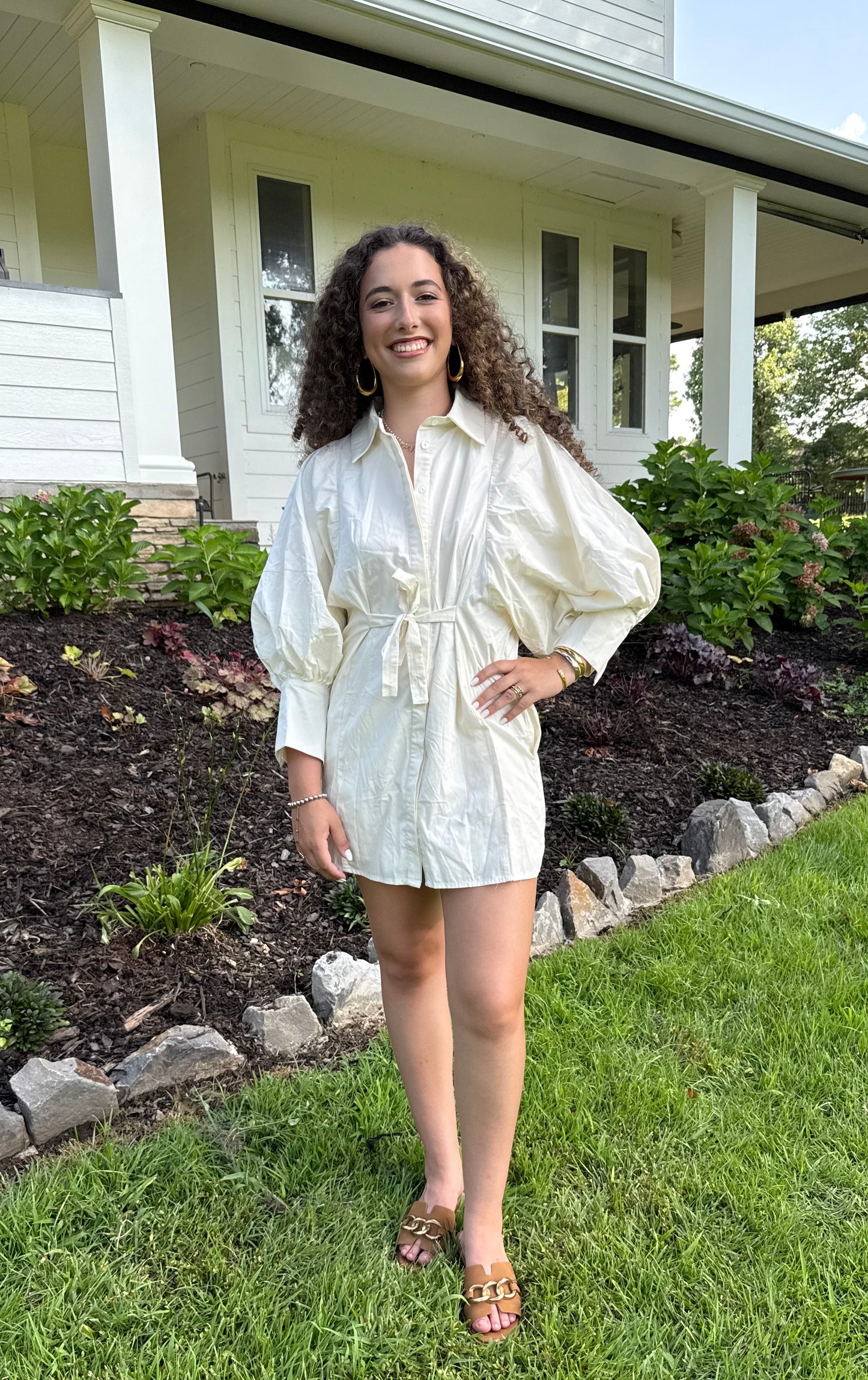 Ivory Muse Balloon Sleeve Dress