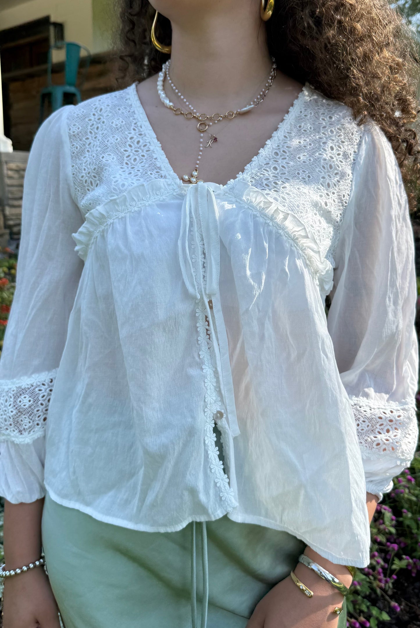 Eyelet Lace Embroidered Blouse