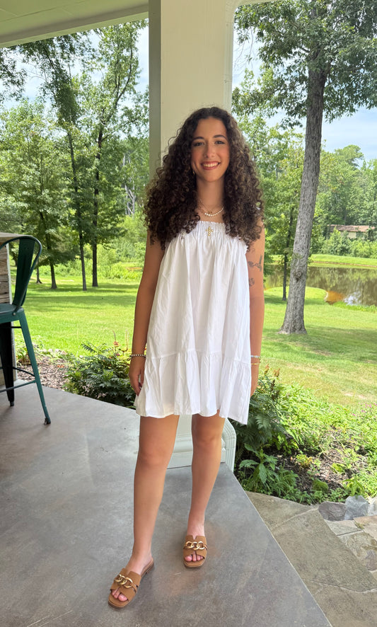 Sun-Drenched Convertible Dress – White Midi