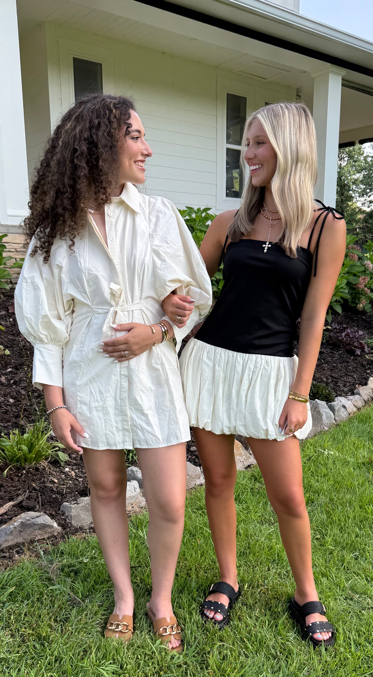 Square Neck Bubble Hem Mini Dress