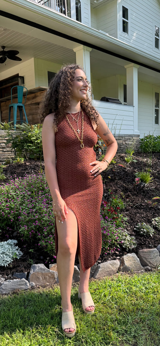 Cinnamon Shore Cover-Up Semi Sheer Knit with Open Back