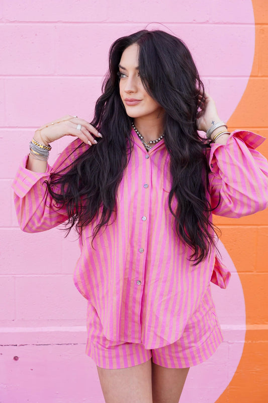 Sunset Stripe Button-Up