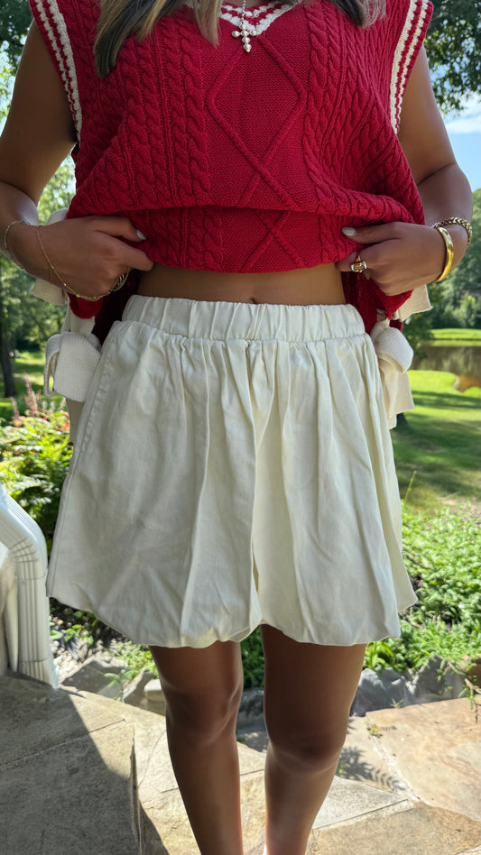 Cream Soda Bubble Skirt Off-White Playful Textured Mini