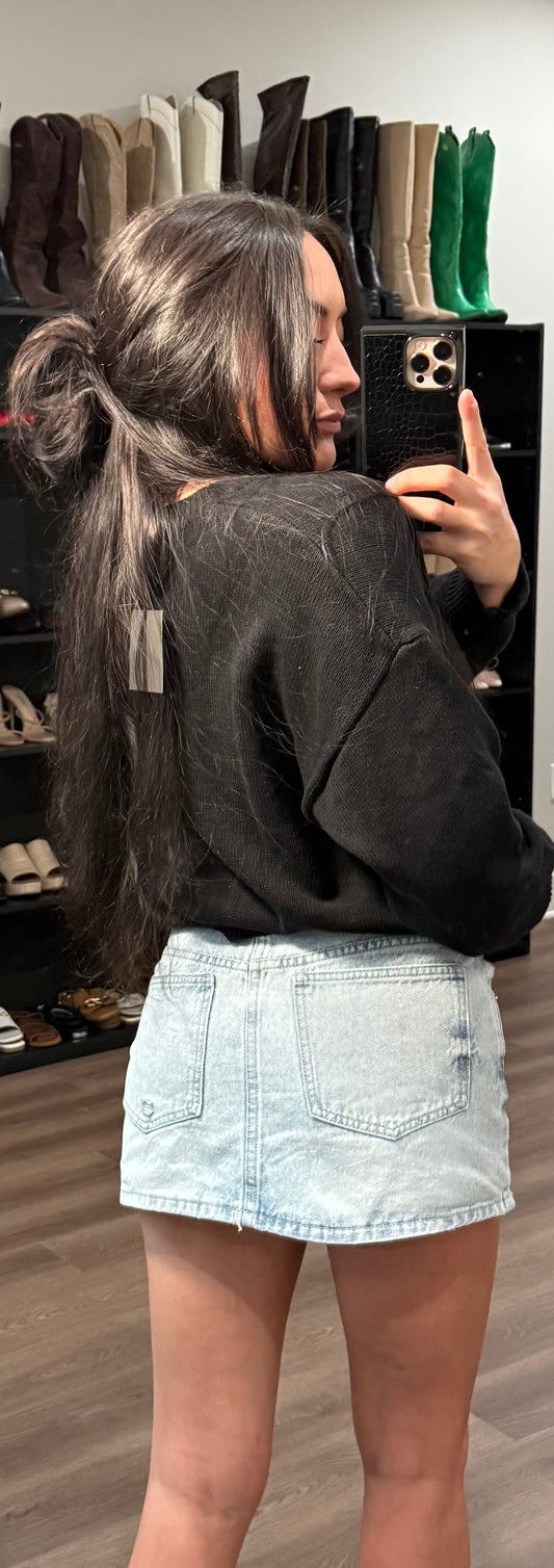 Light Washed Denim Mini Skirt