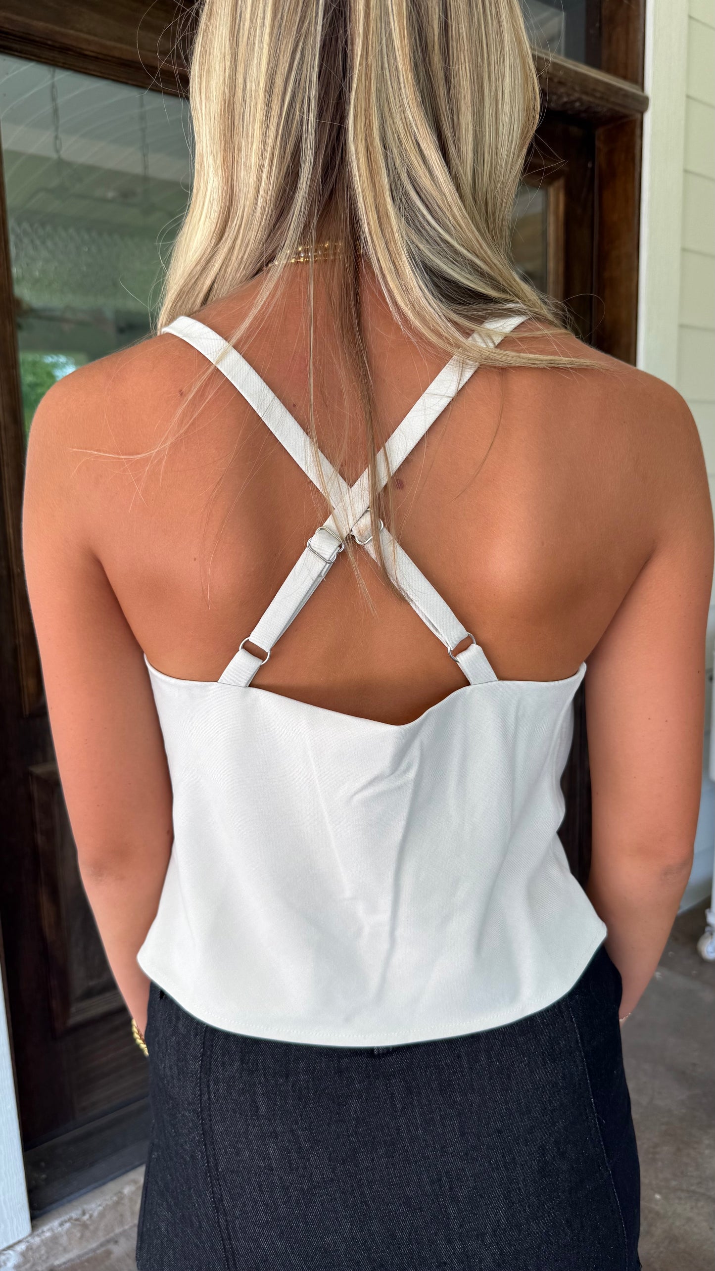 Cowl Neck Cross Back Cami