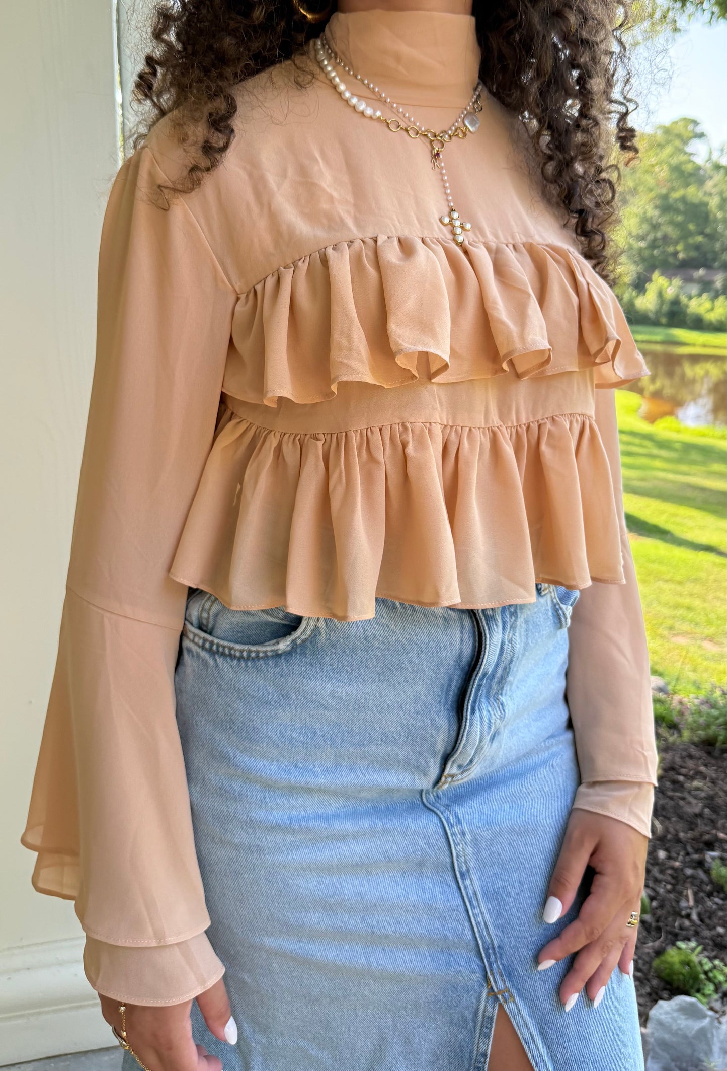 Flounce Ruffle Tiered Blouse