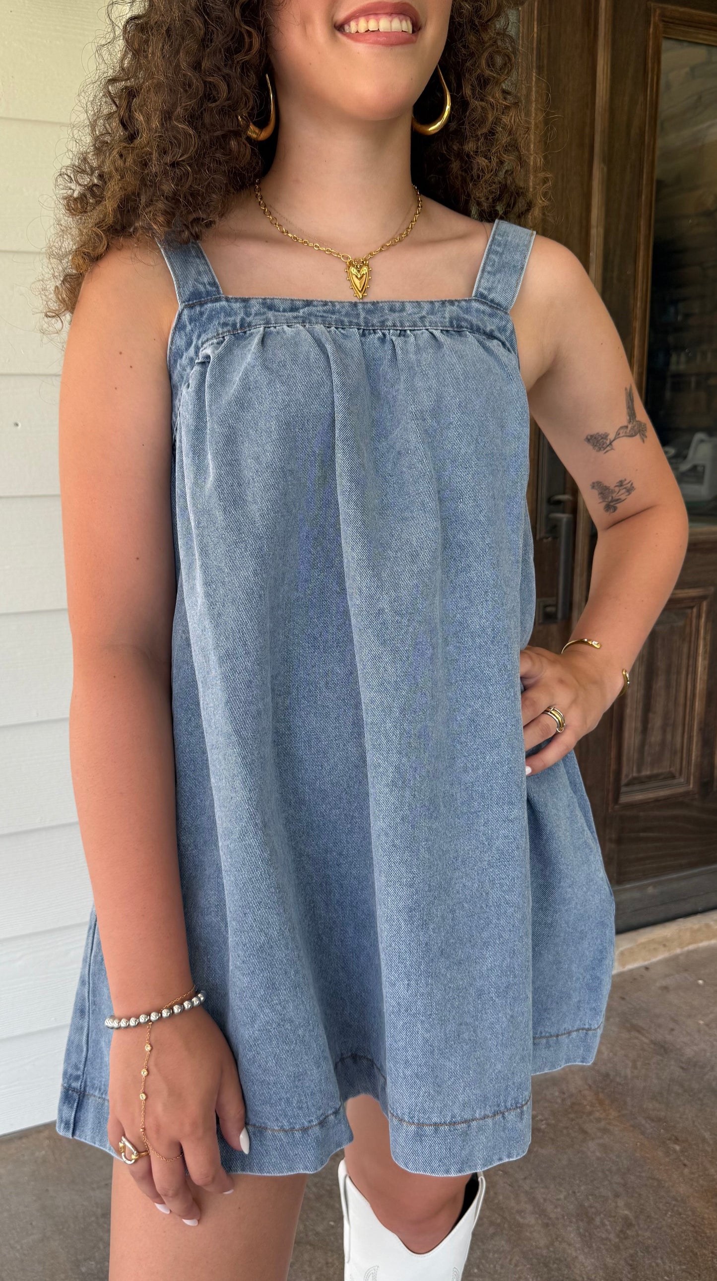 Denim Double Strap Dress