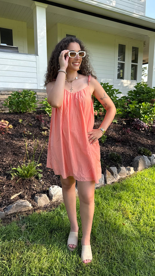 Peach Paradise Dress | Breezy Babydoll Dress Holly Bleu