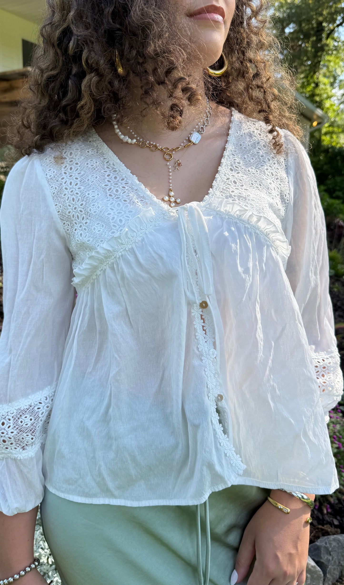 Eyelet Lace Embroidered Blouse