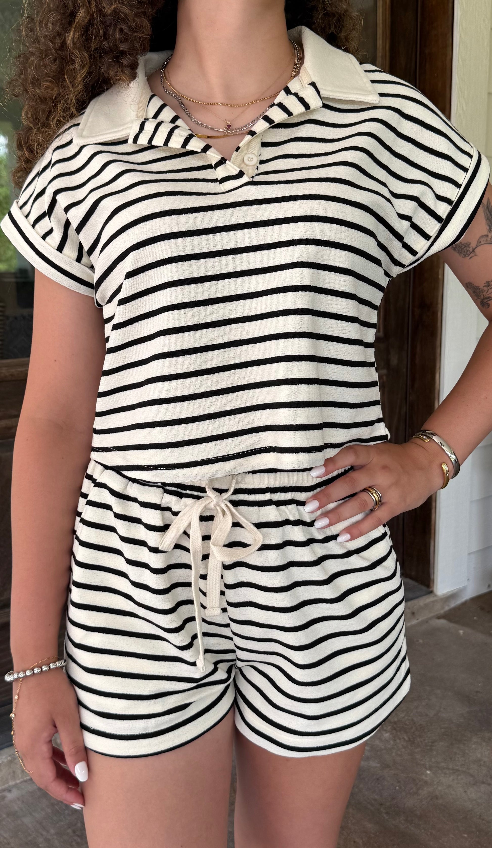 Sail Away Set- Knit Polo & Shorts Lounge