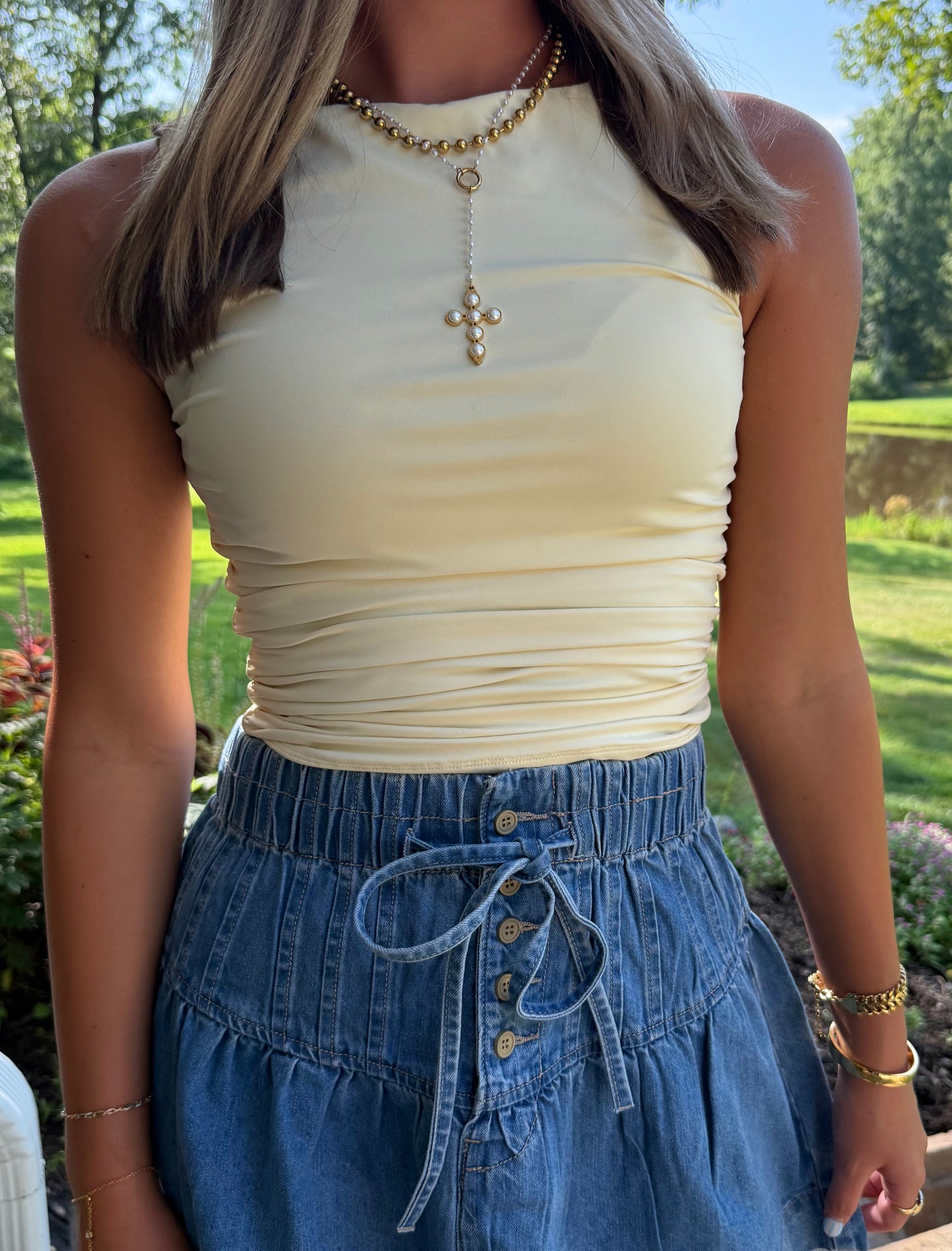 Glow Getter Tank Silky Pastel Yellow Bodycon Top