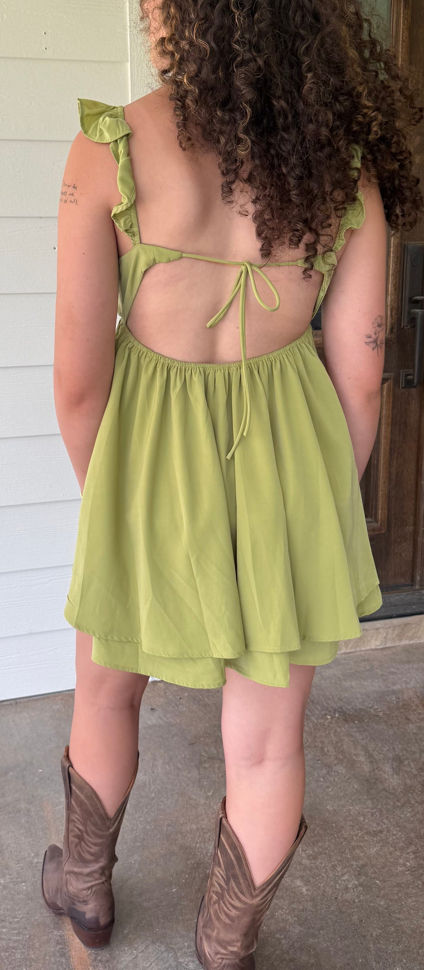 Avocado Babydoll Mini Dress