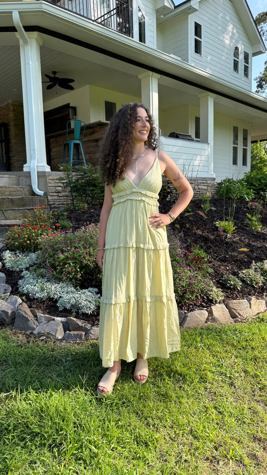 Meadowlight Maxi Dress | Pale Green Tiered Holly Bleu