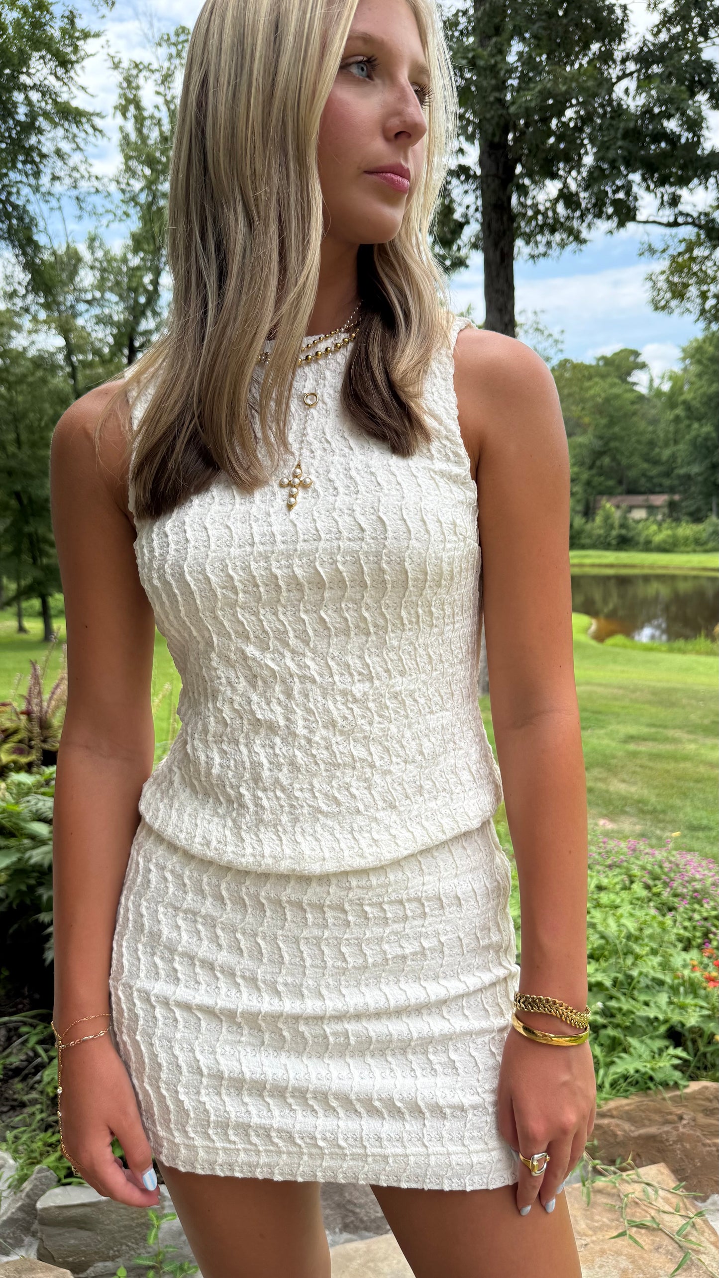 Textured Set Mini Skirt