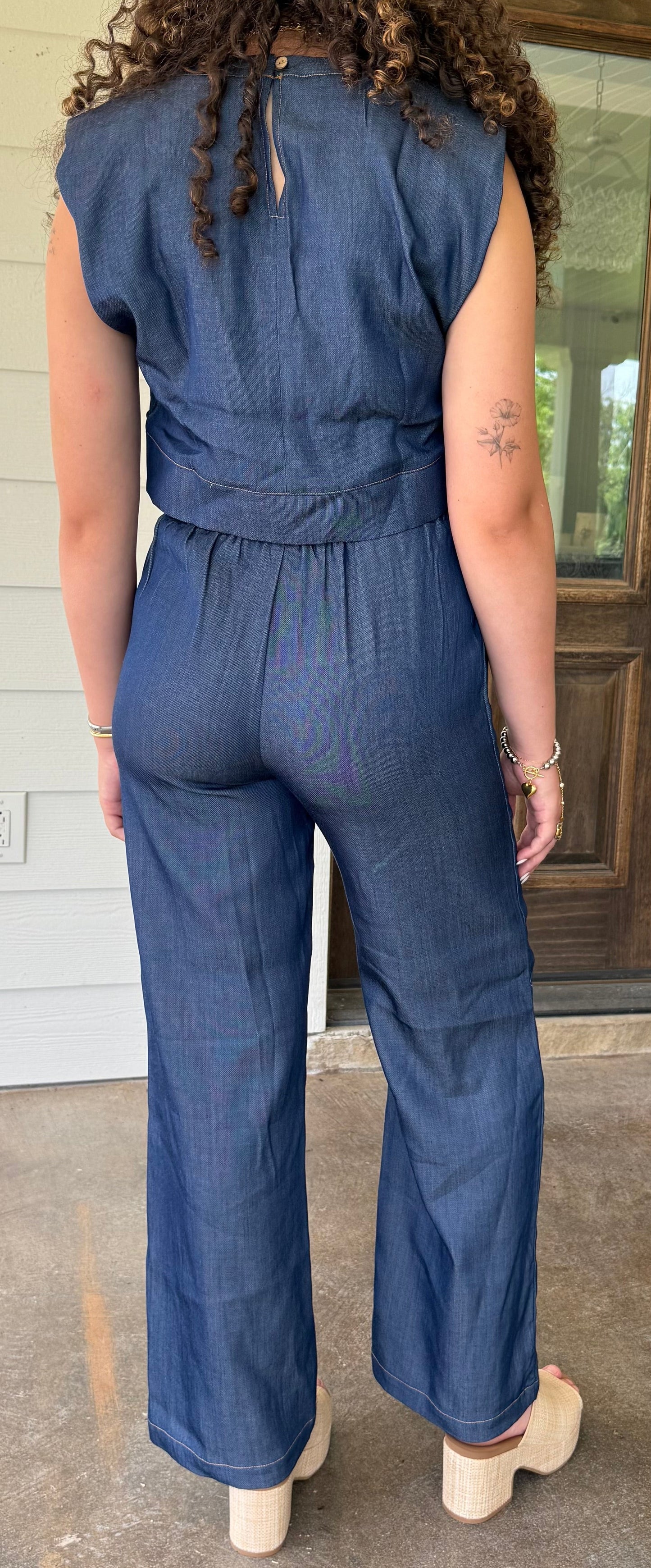 Chambray Elastic Waist Pants