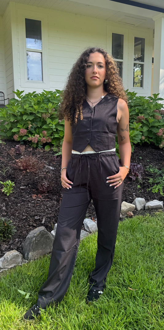 Power Play Vest Tailored Pinstripe Vest with Buttons