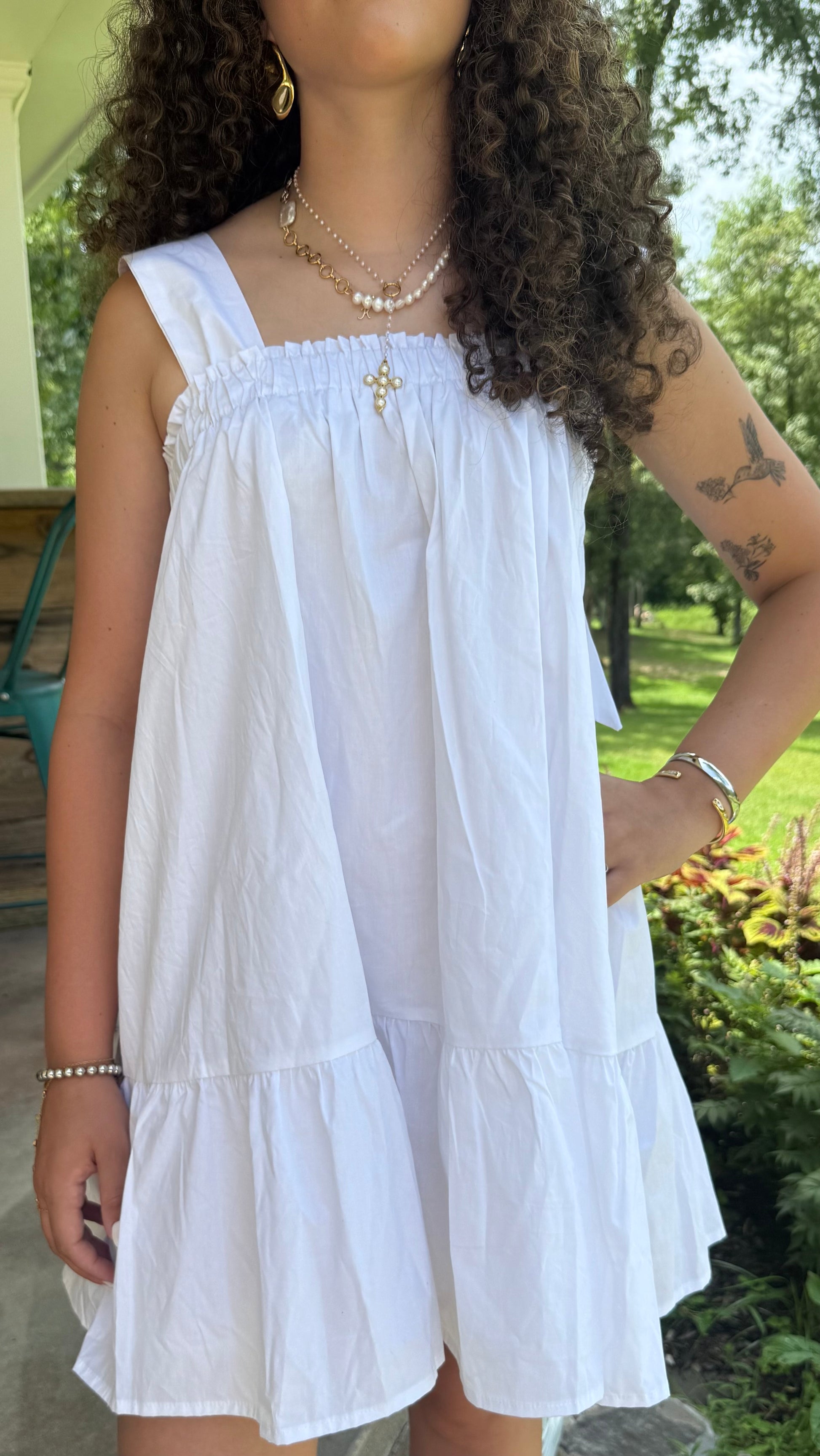 Sun-Drenched Convertible Dress – White Midi