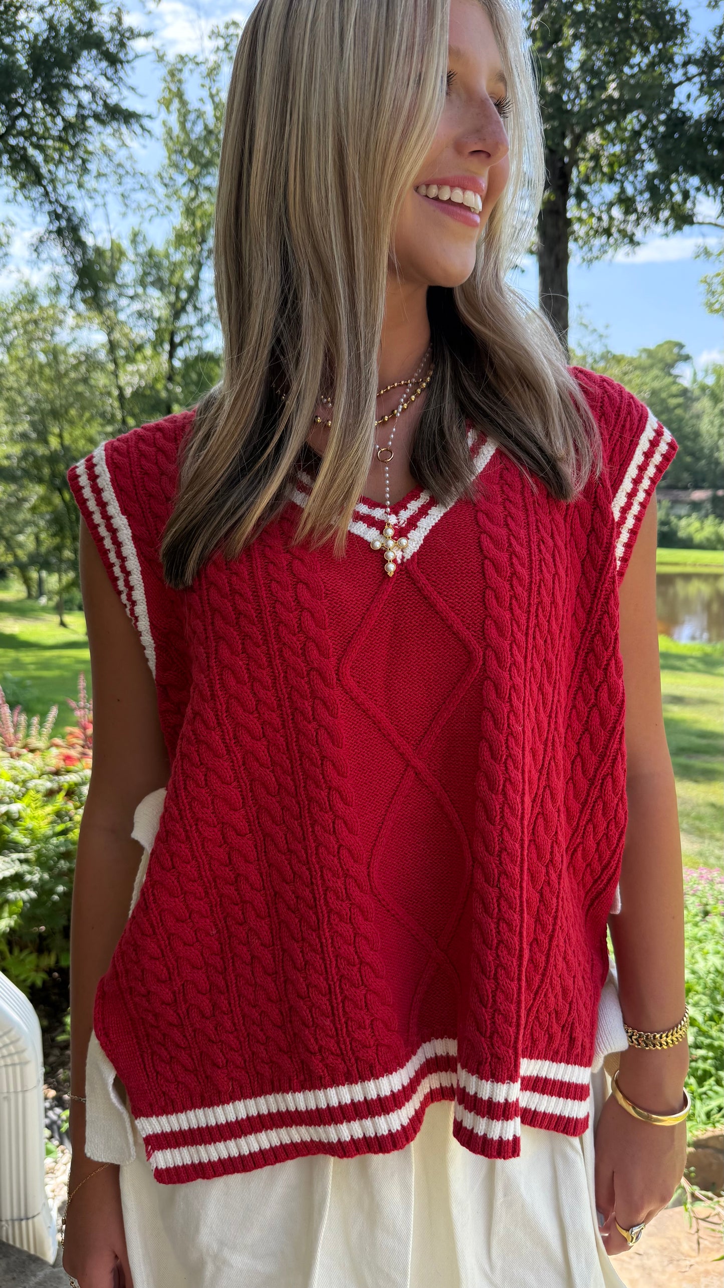 V-Neck Sleeveless Sweater Top