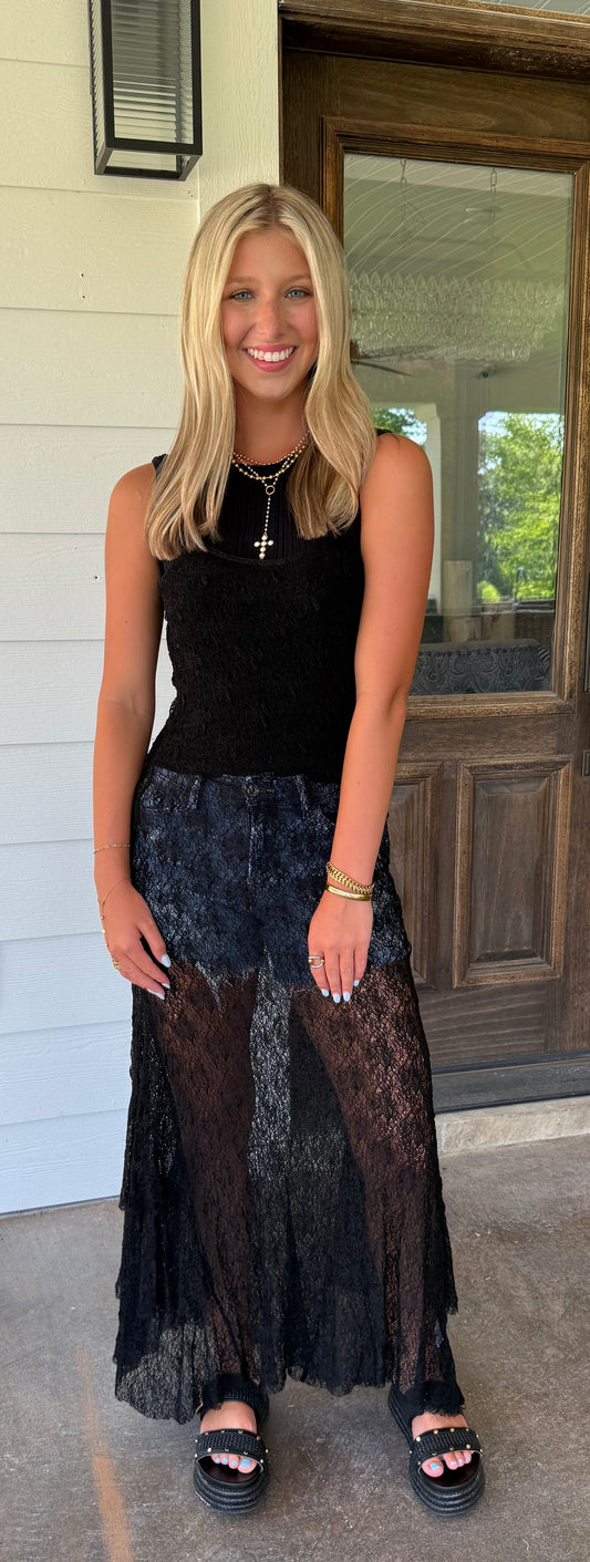 Silver Springs Lace Dress Black Midi Lace Holly Bleu