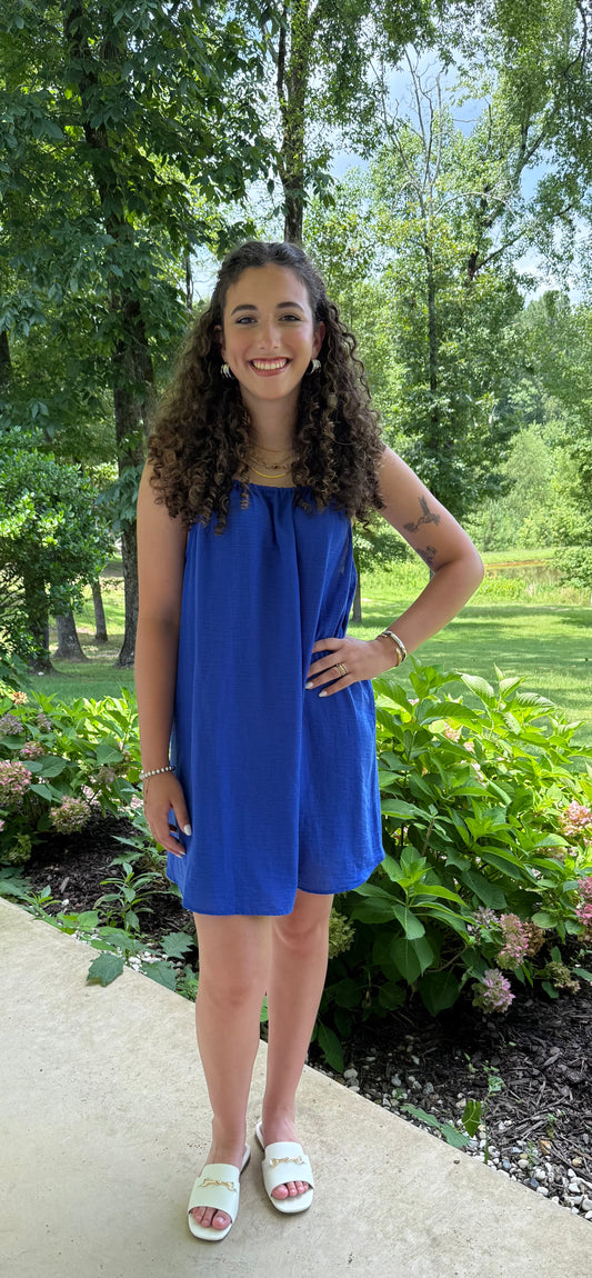 Ocean Eye Tie-Back Dress – Blue Summer Mini