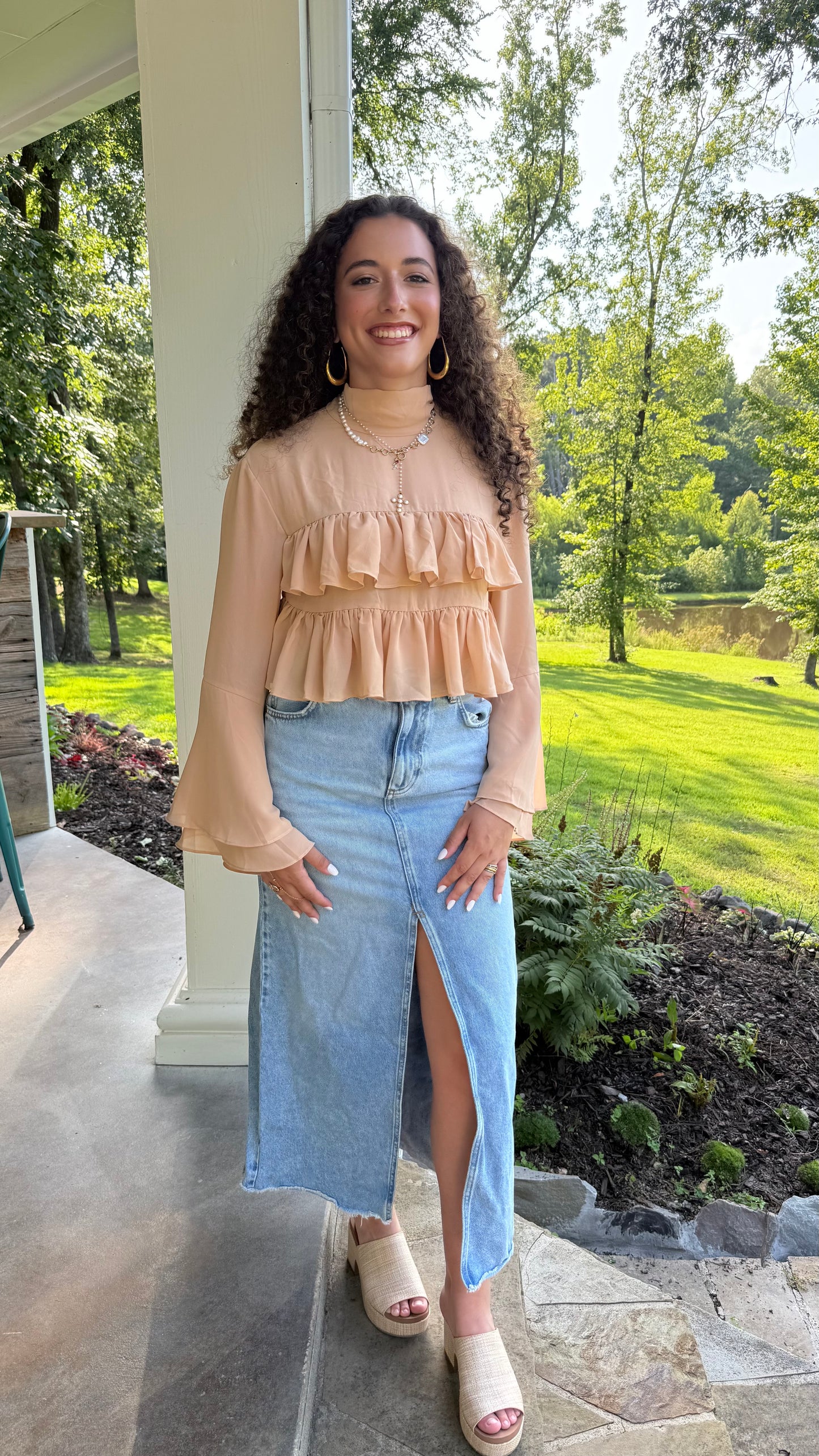 Flounce Ruffle Tiered Blouse