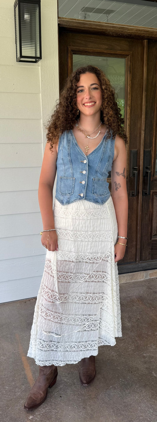 Fields of Lace Maxi Skirt – Boho Romantic Style
