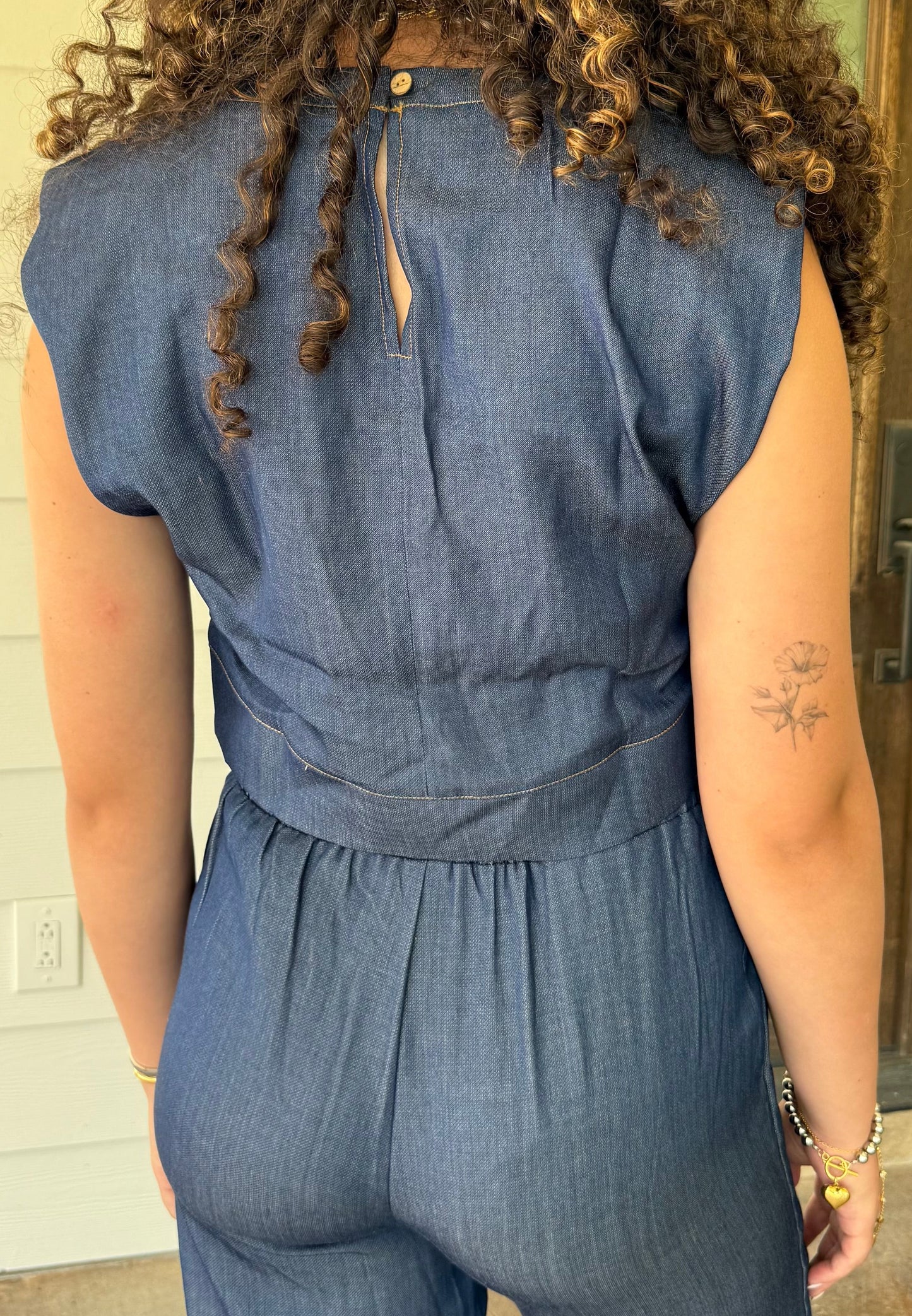 Chambray Cap Sleeve Top