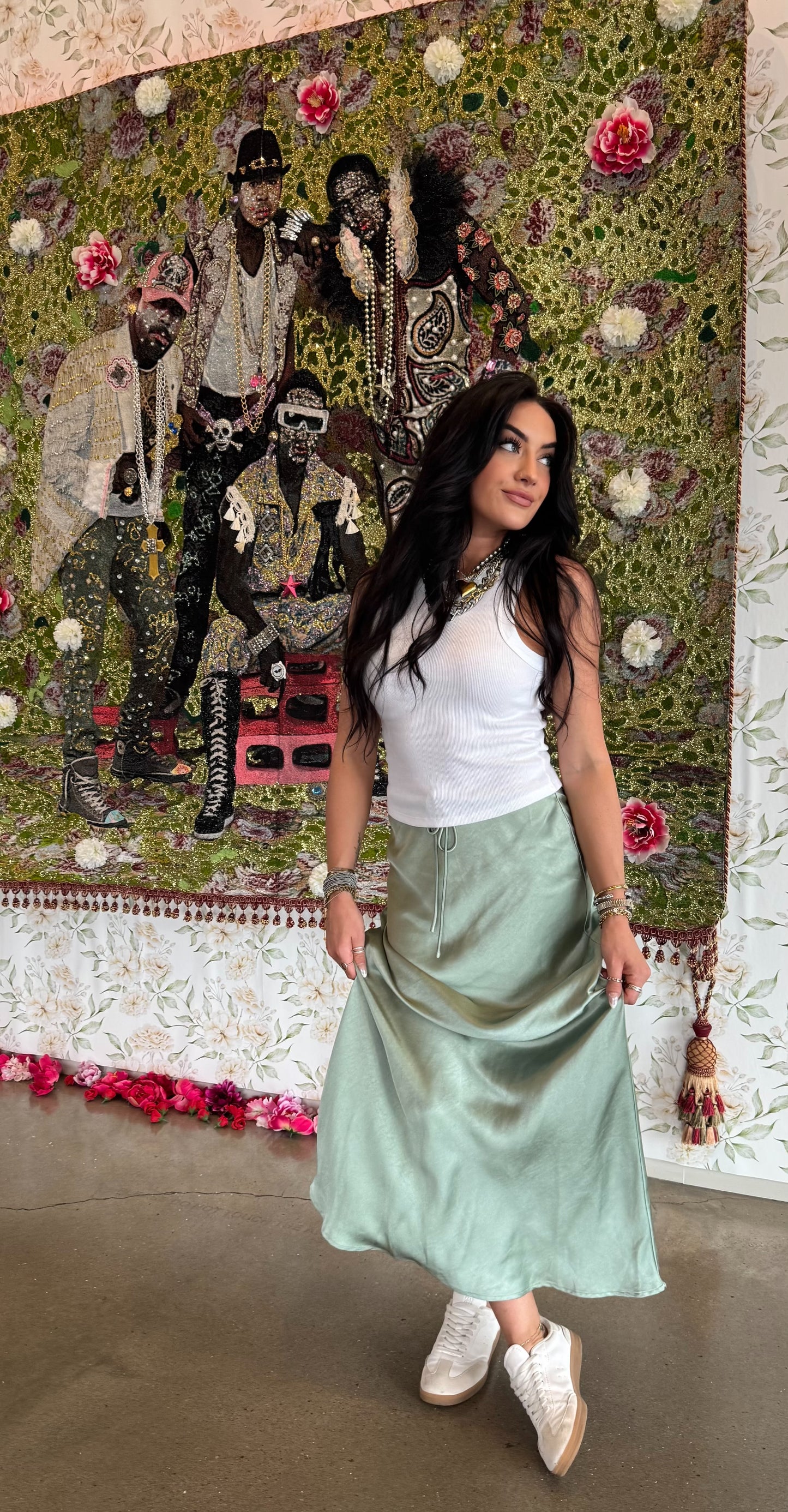 Matcha Mornings Satin Skirt