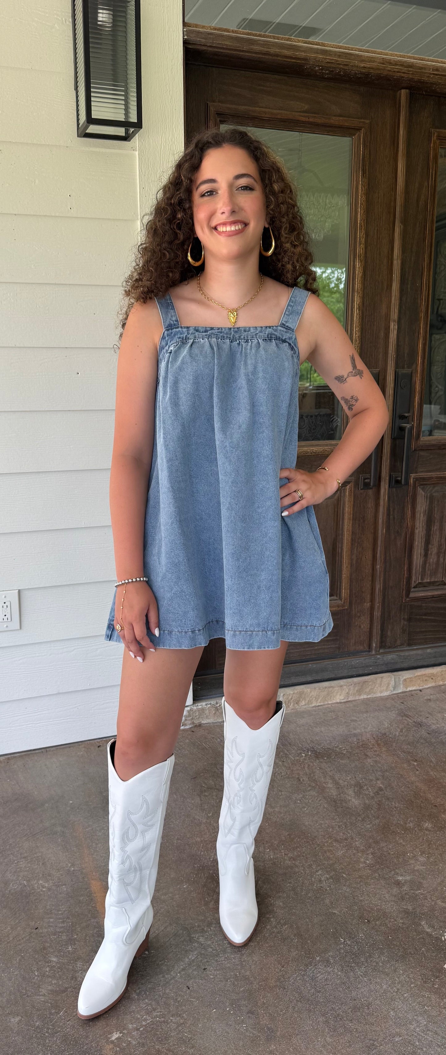 Denim Double Strap Dress